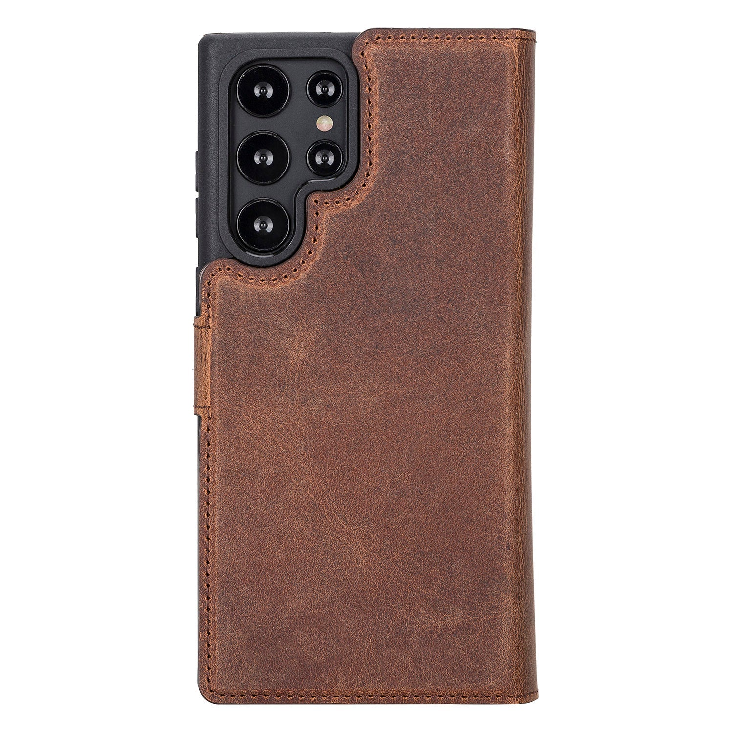 Santa Magnetic Detachable Leather Wallet Case for Samsung Galaxy S24 Ultra (6.8") - BROWN