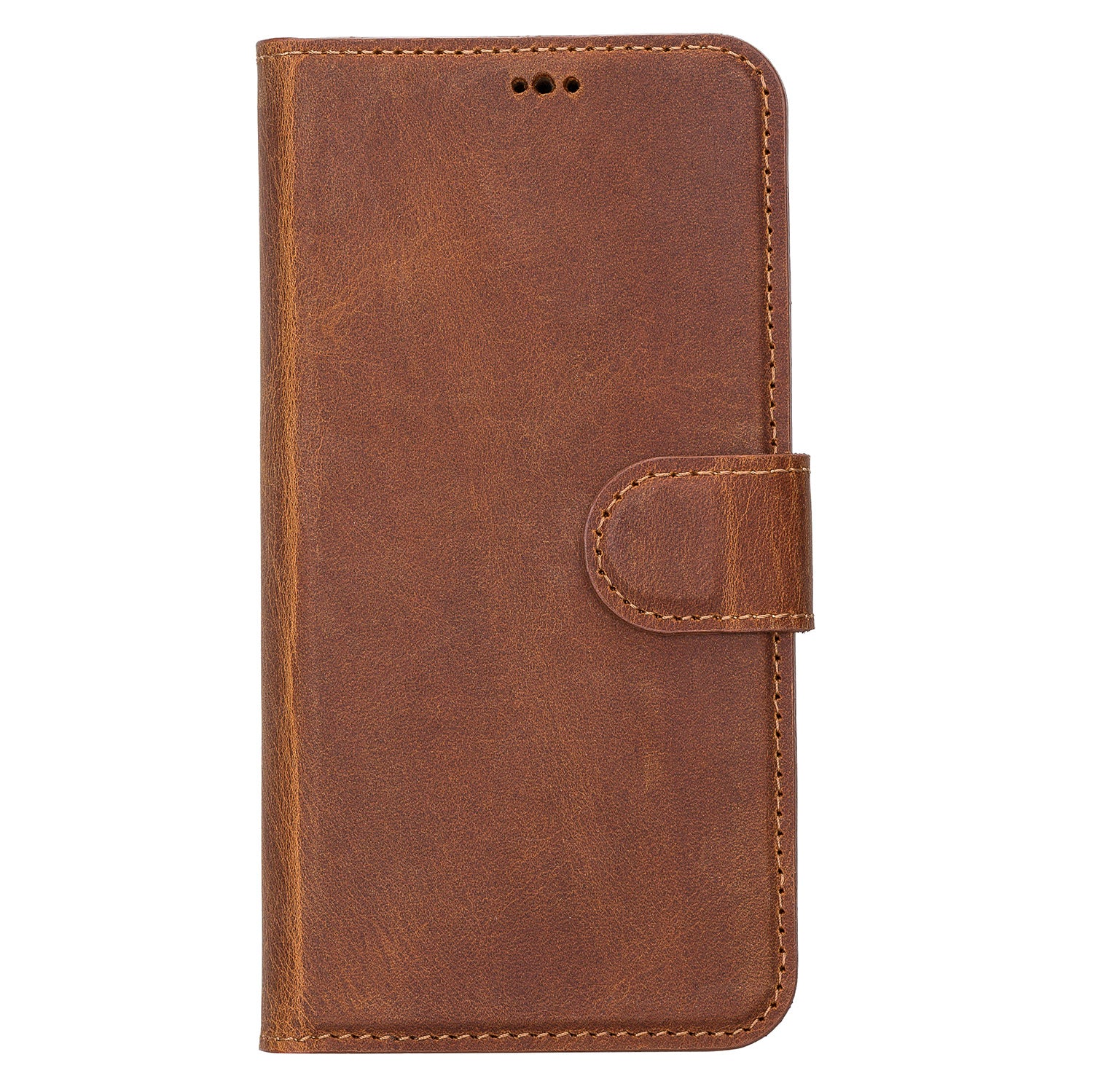 Liluri Magnetic Detachable Leather Wallet Case for iPhone 13 (6.1") - TAN - saracleather