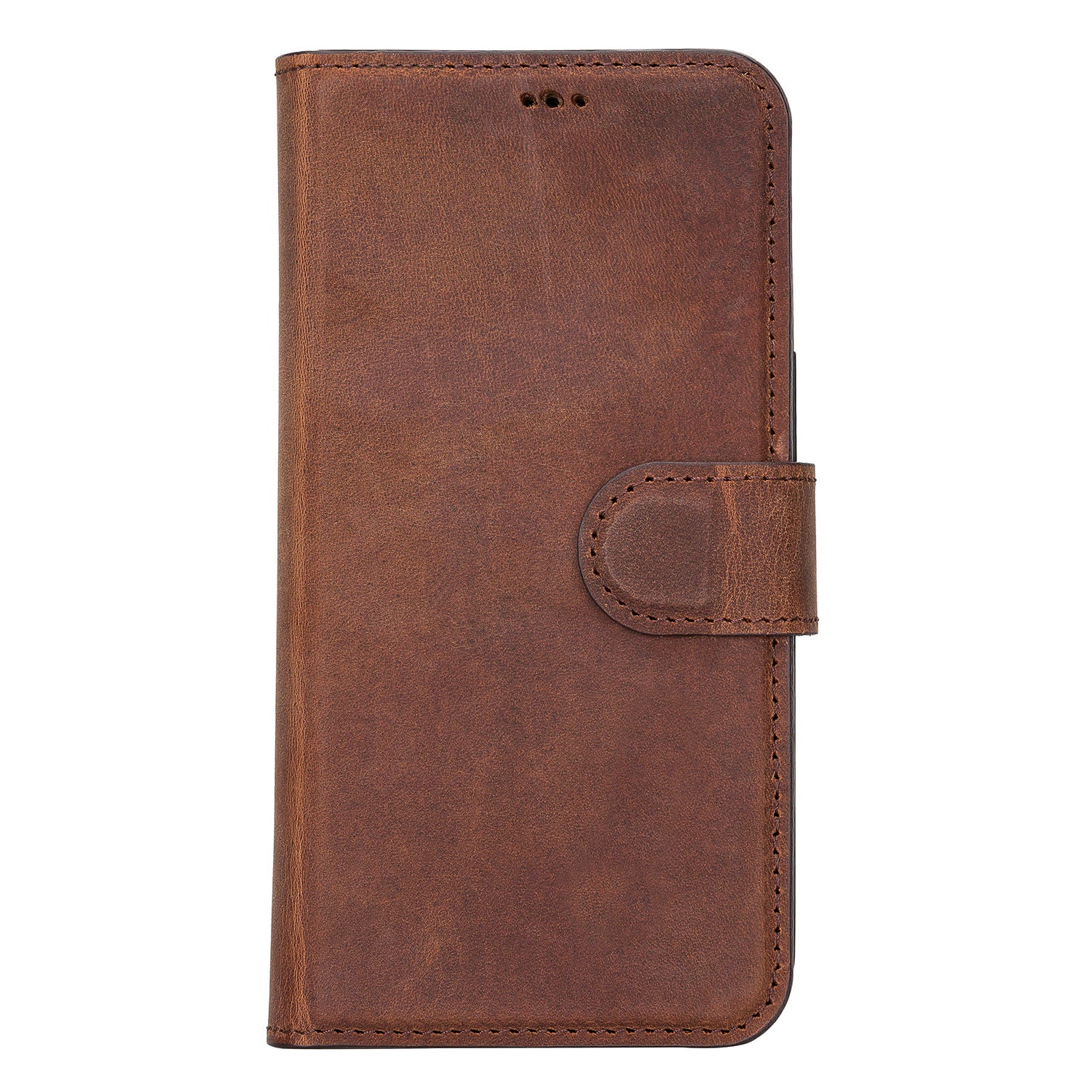 Liluri Magnetic Detachable Leather Wallet Case for iPhone 13 (6.1") - BROWN - saracleather