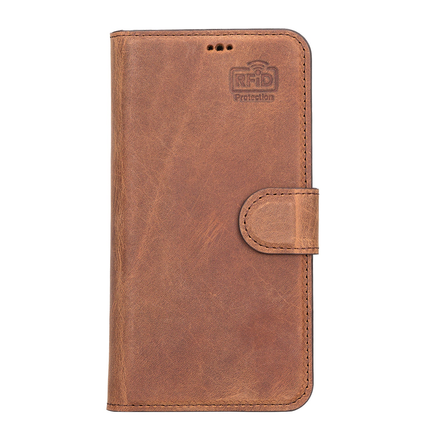 Magic Magnetic Detachable Leather Wallet Case with RFID for iPhone 13 (6.1") - BROWN