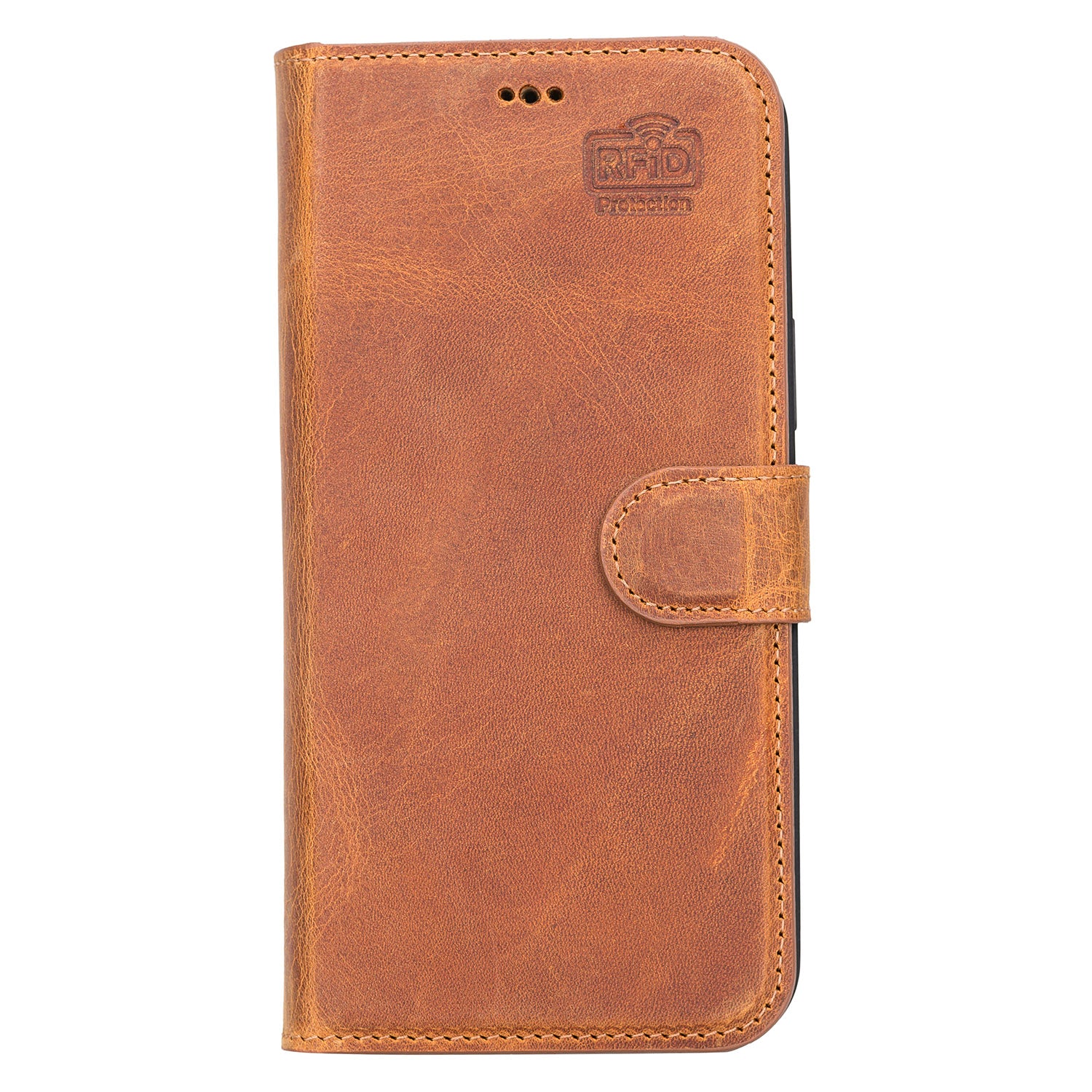 Magic Magnetic Detachable Leather Wallet Case with RFID for iPhone 13 (6.1") - TAN