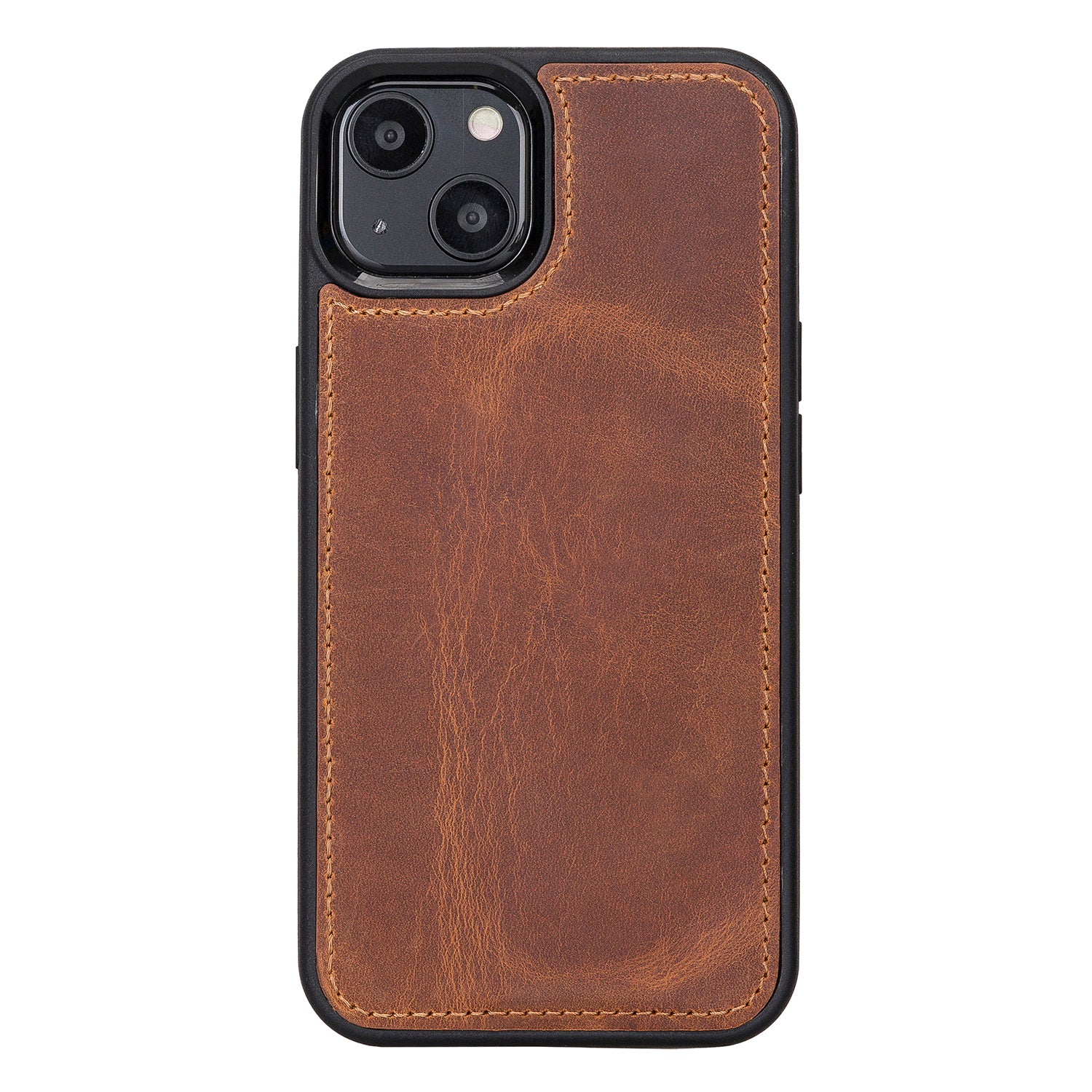 Santa Magnetic Detachable Leather Wallet Case for iPhone 13 (6.1") - TAN - saracleather