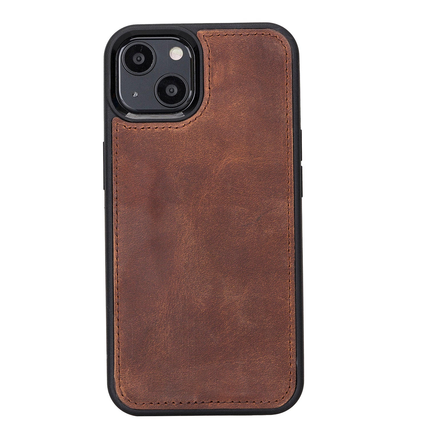 Liluri Magnetic Detachable Leather Wallet Case for iPhone 13 (6.1") - BROWN - saracleather