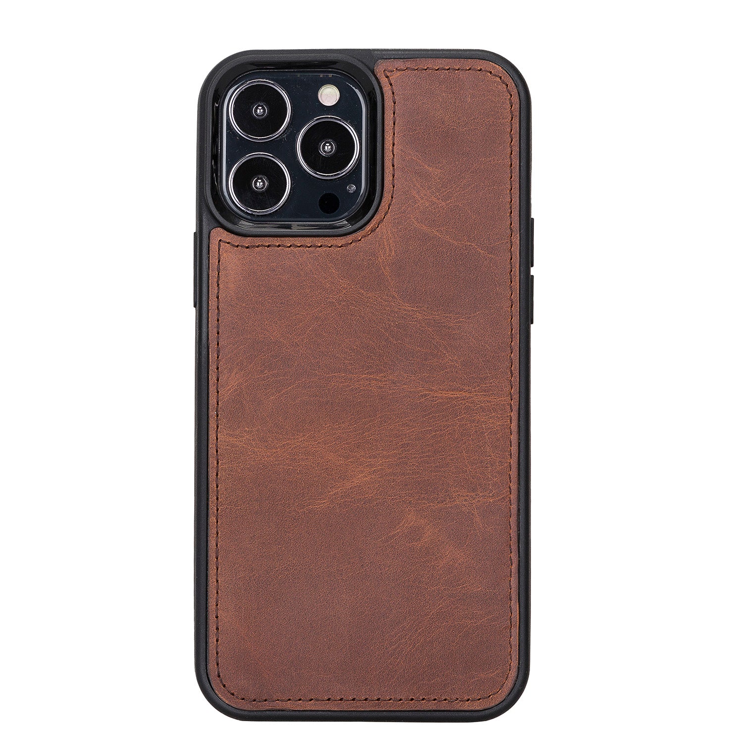 Santa Magnetic Detachable Leather Wallet Case for iPhone 13 Pro (6.1") - BROWN - saracleather