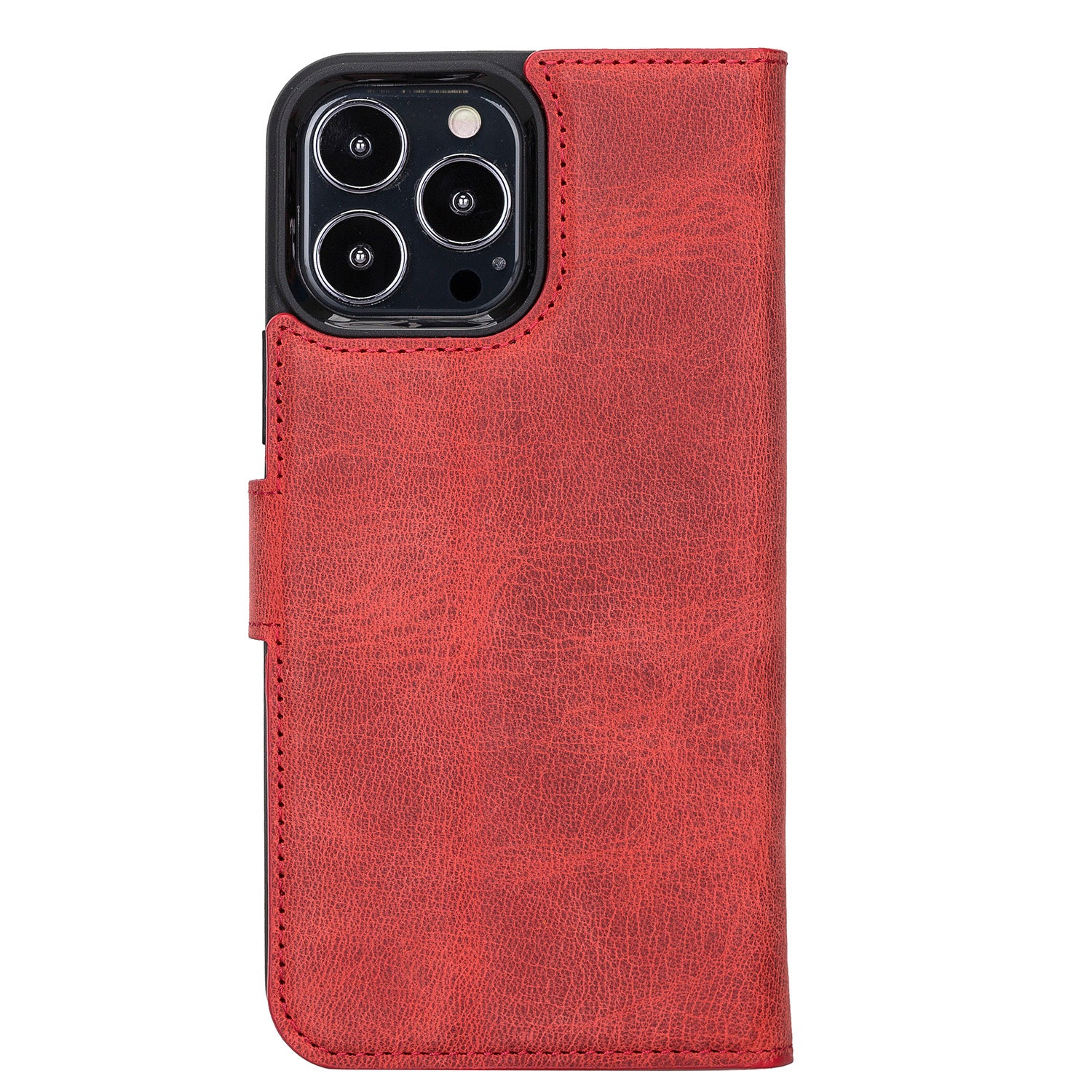 Liluri Magnetic Detachable Leather Wallet Case for iPhone 13 Pro Max (6.7") - RED - saracleather