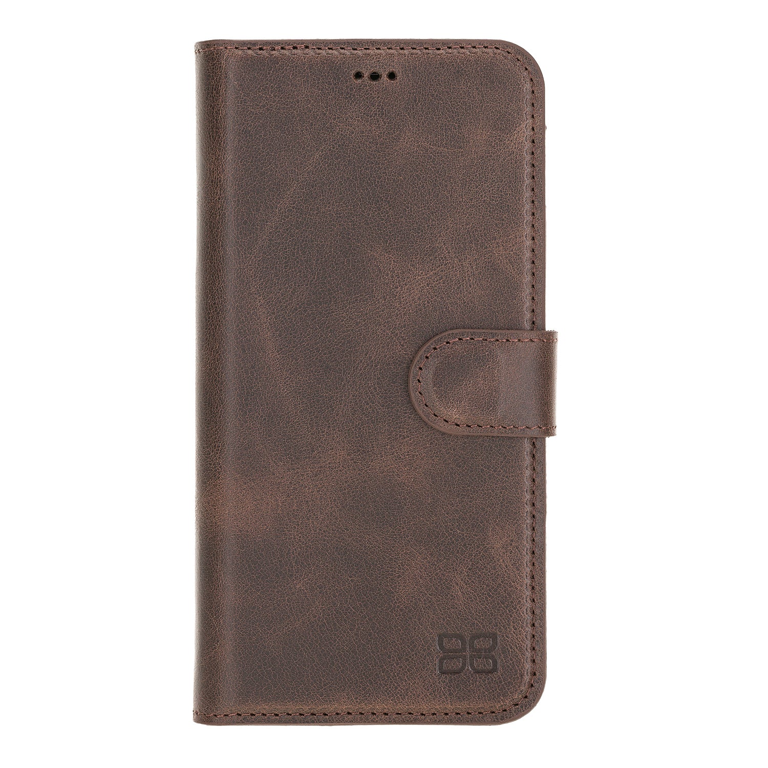 Magic Magnetic Detachable Leather Wallet Case with RFID for iPhone 12 Mini (5.4") - BROWN - saracleather