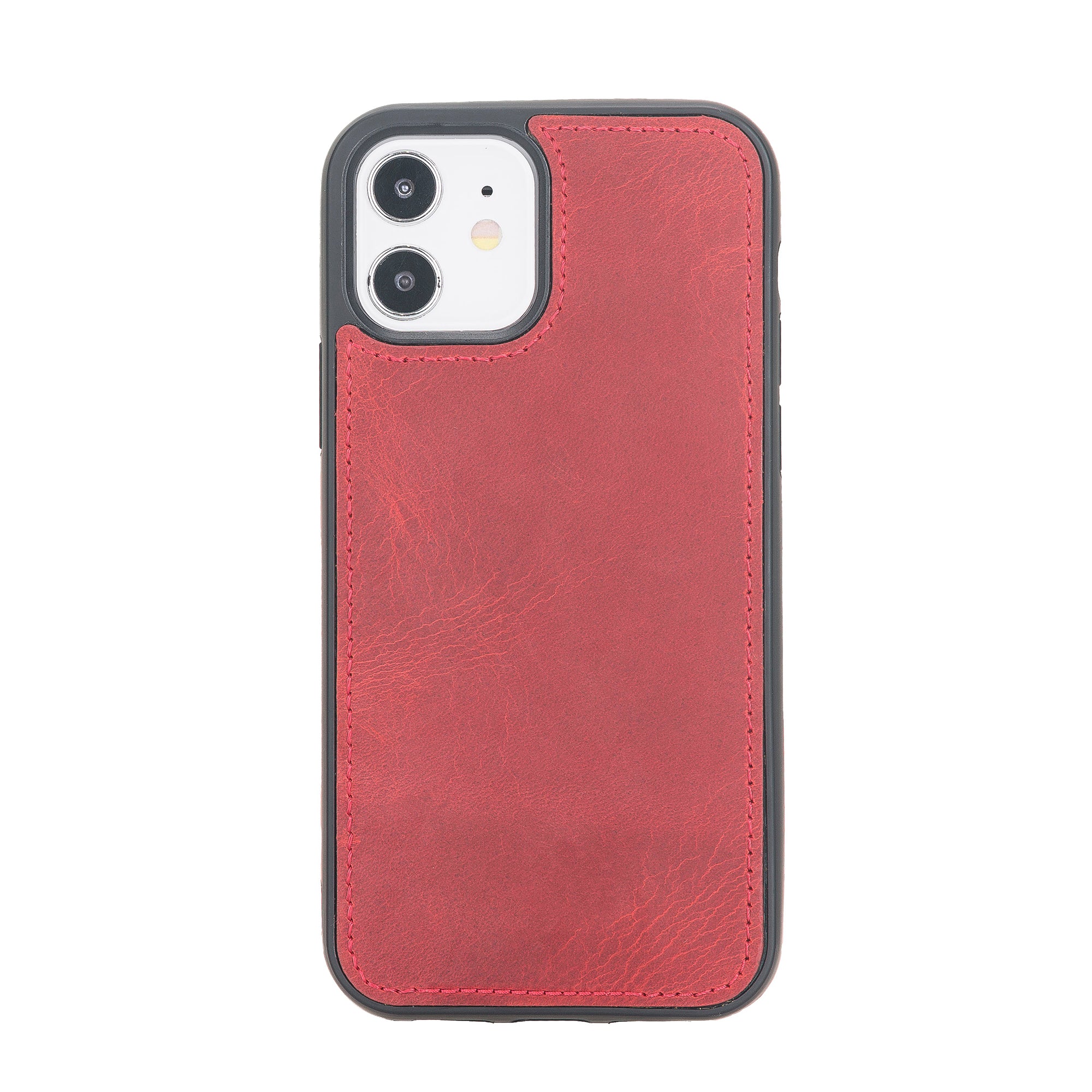 Santa Magnetic Detachable Leather Wallet Case for iPhone 12 Mini (5.4") - RED - saracleather