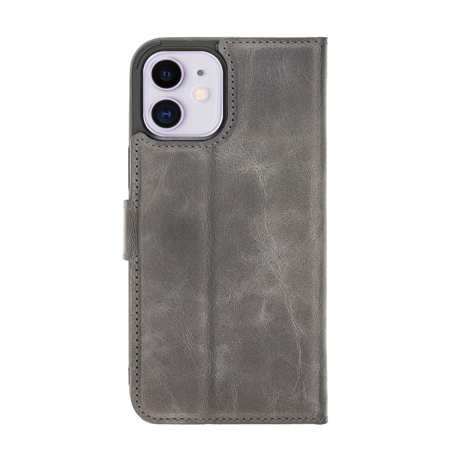 Magic Magnetic Detachable Leather Wallet Case with RFID for iPhone 12 Mini (5.4") - GRAY - saracleather