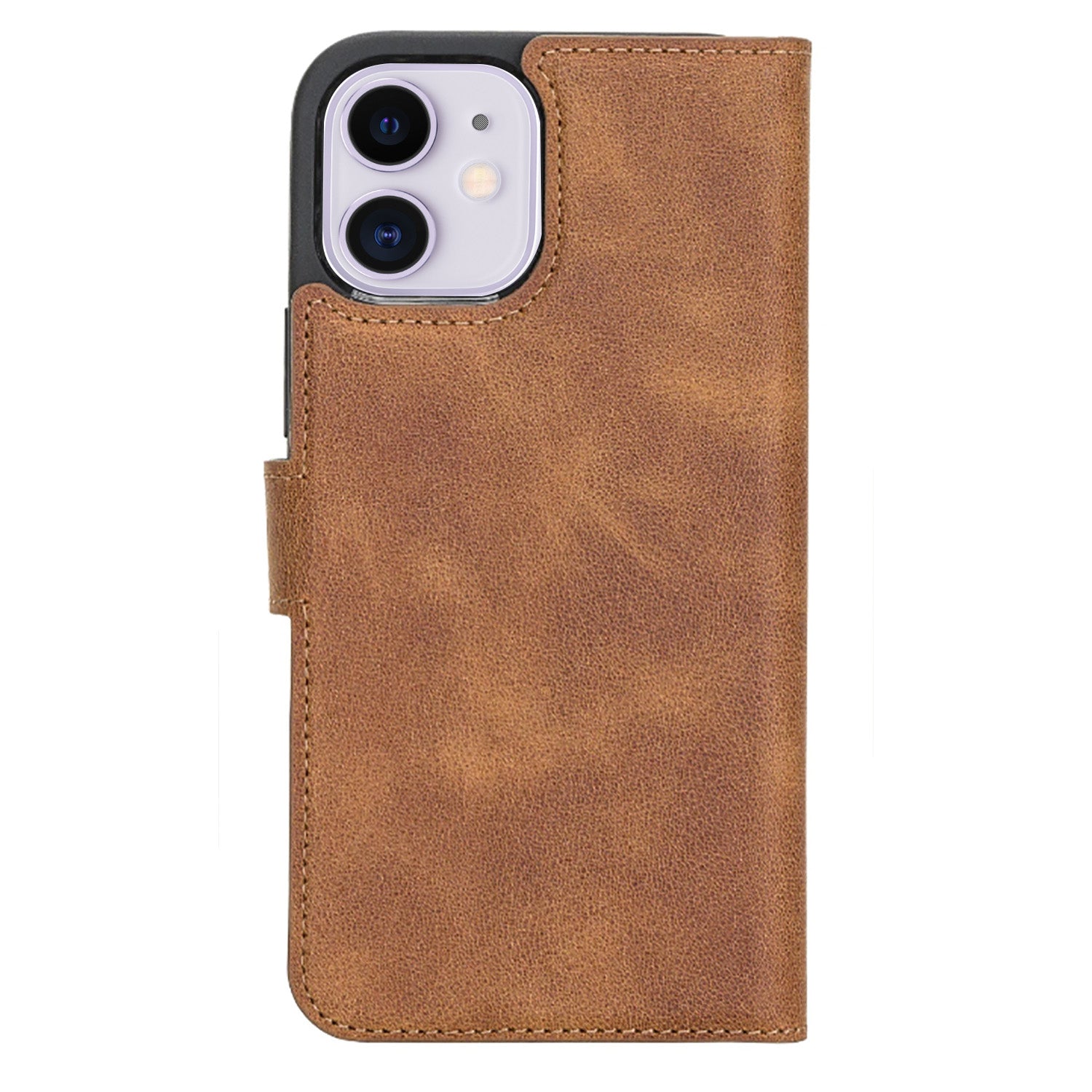 Magic Magnetic Detachable Leather Wallet Case with RFID for iPhone 12 Mini (5.4") - TAN - saracleather