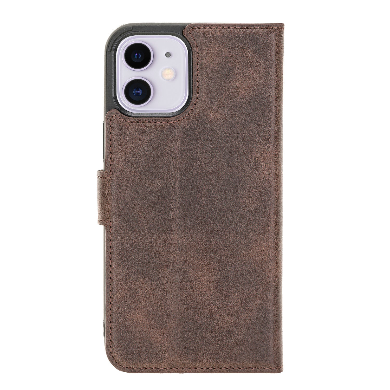 Magic Magnetic Detachable Leather Wallet Case with RFID for iPhone 12 Mini (5.4") - BROWN - saracleather