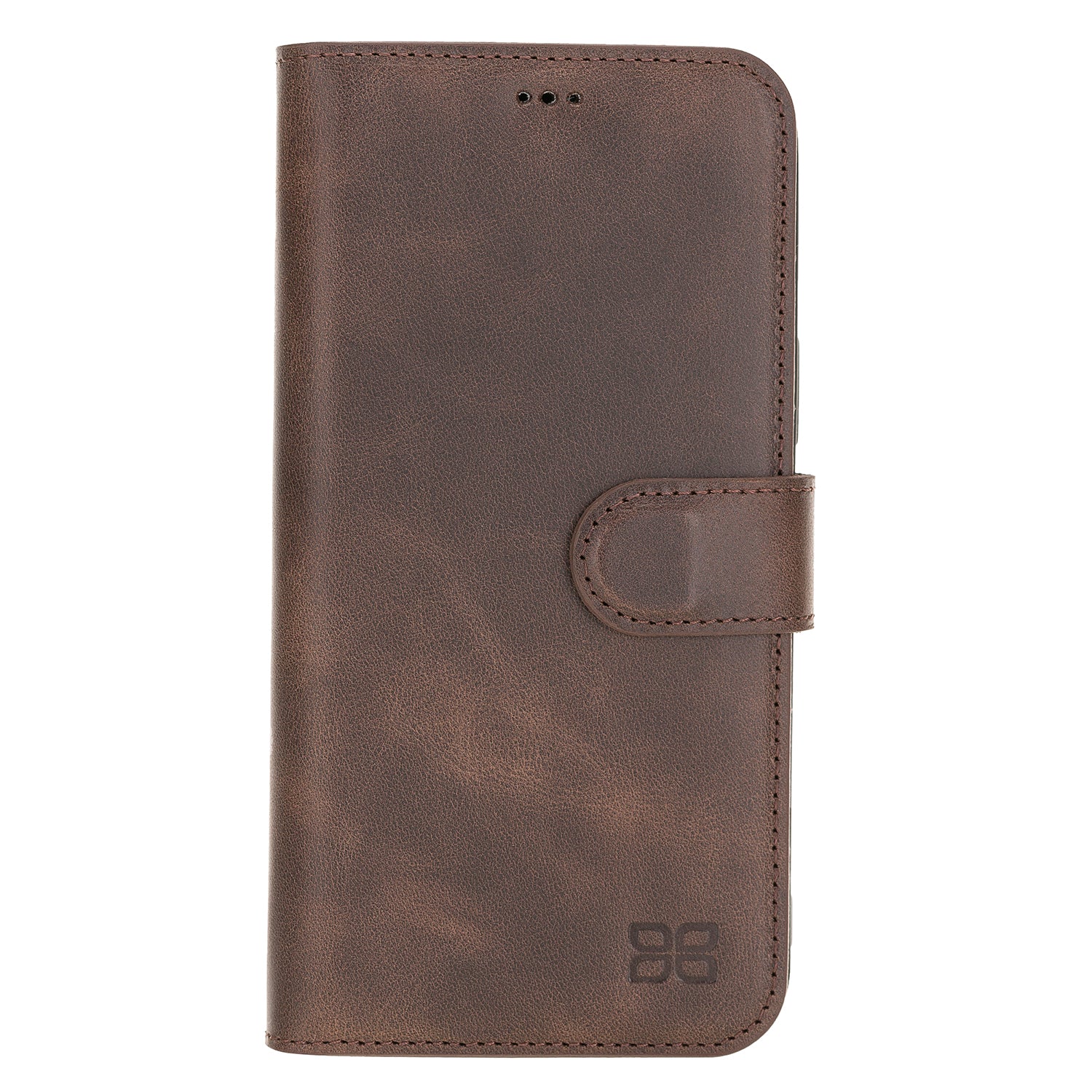 Wallet Folio Leather Case with RFID for iPhone 12 Mini (5.4") - BROWN - saracleather