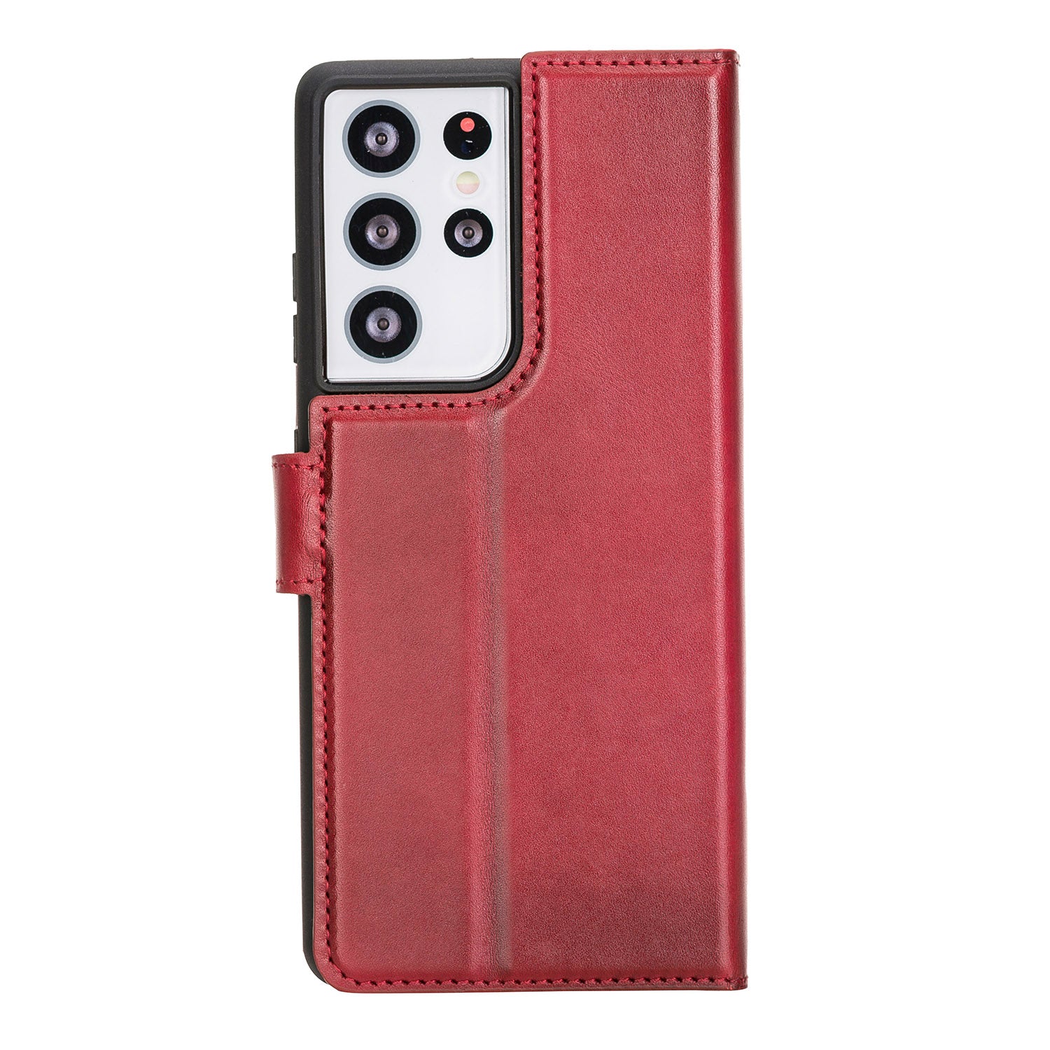 Magic Magnetic Detachable Leather Wallet Case with RFID for Samsung Galaxy S21 Ultra 5G (6.8") - RED - saracleather