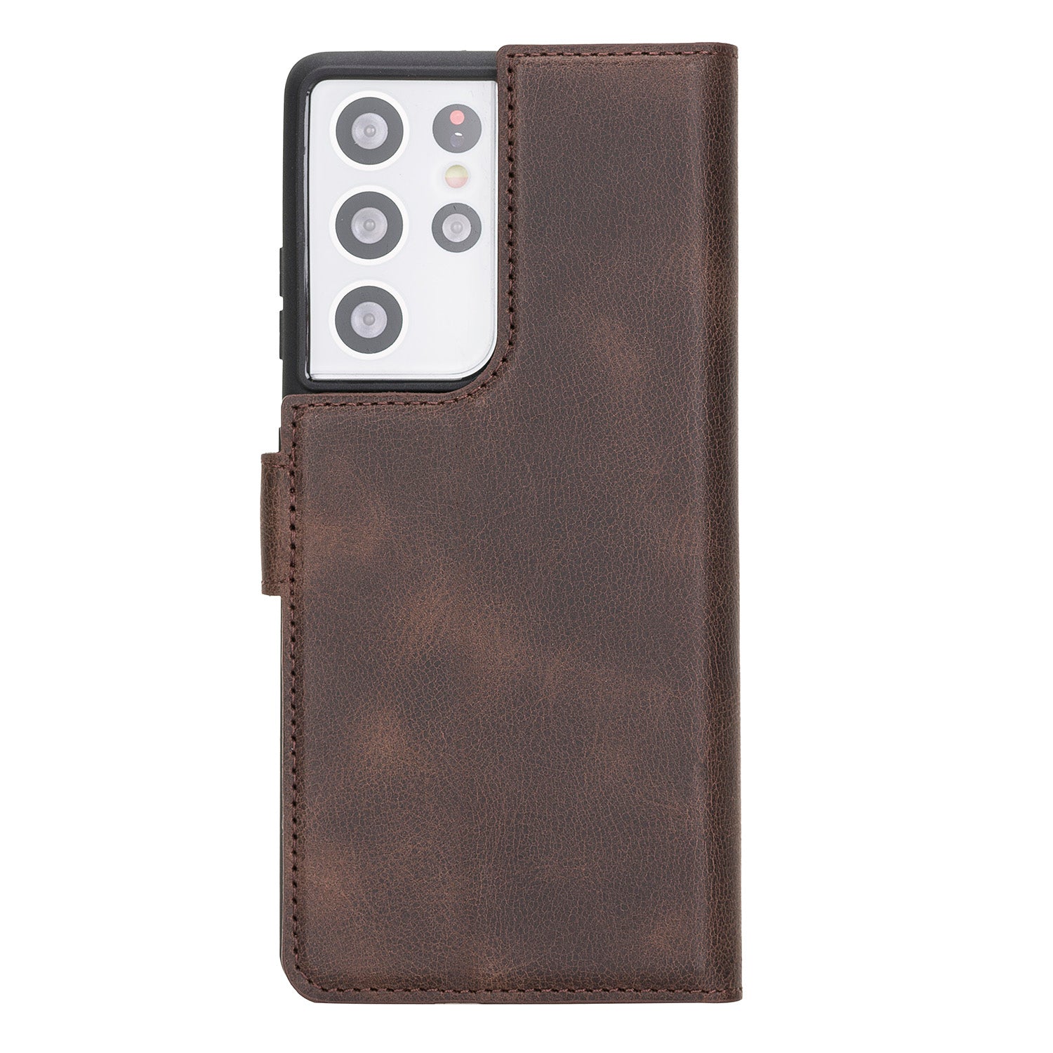 Magic Magnetic Detachable Leather Wallet Case with RFID for Samsung Galaxy S21 Ultra 5G (6.8") - BROWN - saracleather