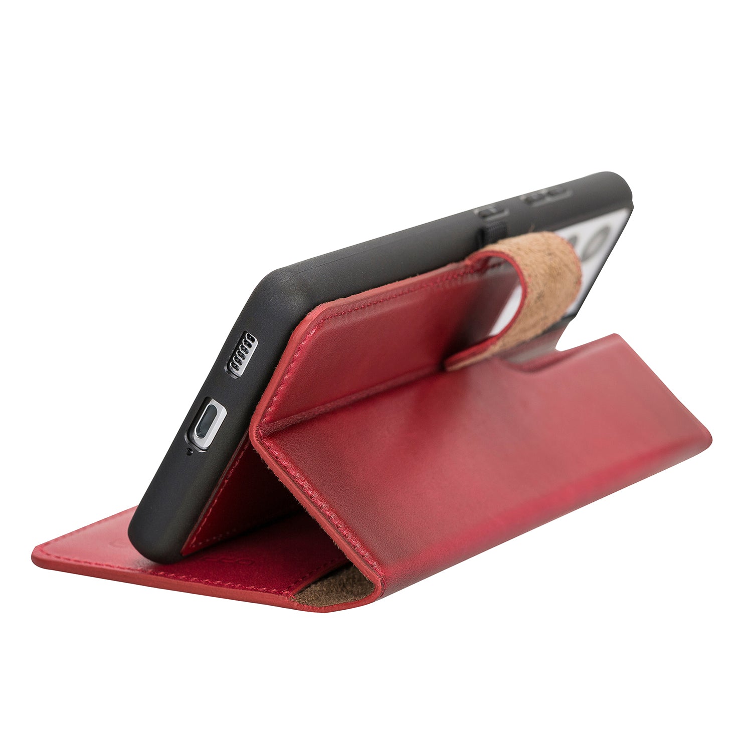 Magic Magnetic Detachable Leather Wallet Case with RFID for Samsung Galaxy S21 Ultra 5G (6.8") - RED - saracleather