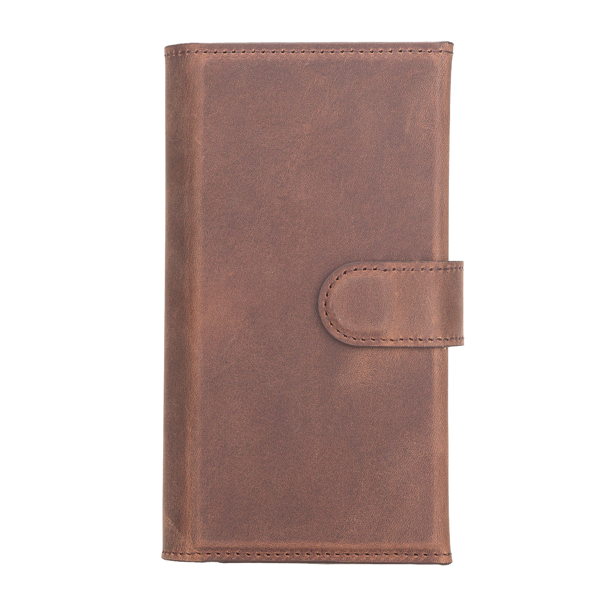 Santa Magnetic Detachable Leather Wallet Case for iPhone 12 Mini (5.4") - BROWN - saracleather