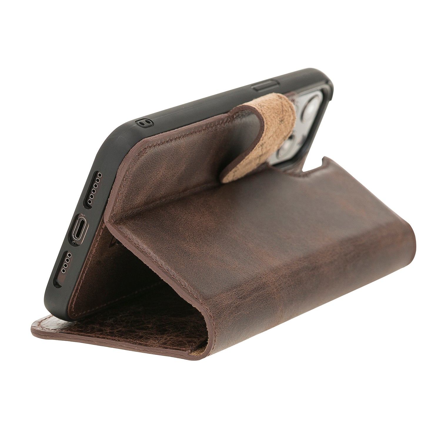 Magic Magnetic Detachable Leather Wallet Case with RFID for iPhone 12 Pro (6.1") - BROWN - saracleather