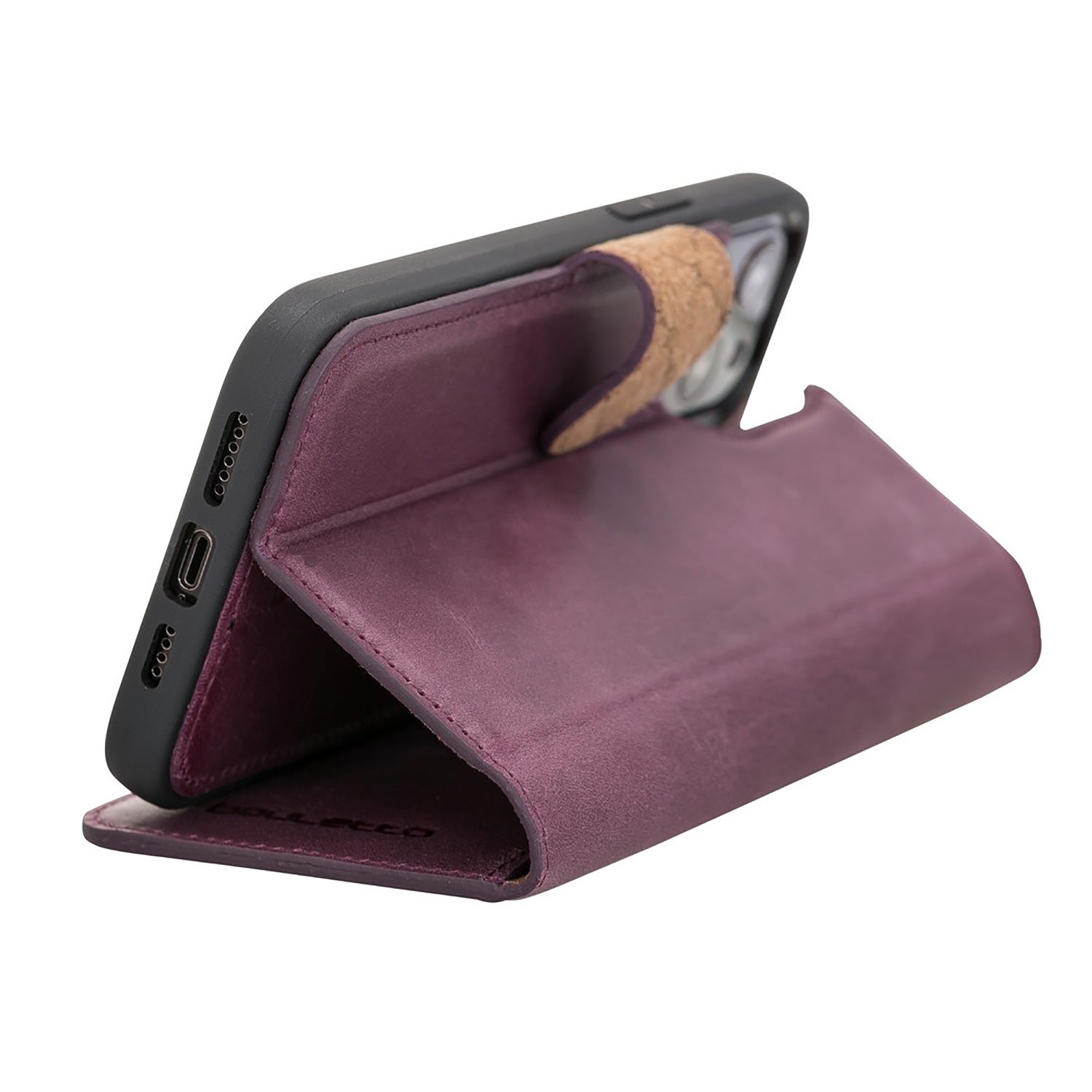 Magic Magnetic Detachable Leather Wallet Case with RFID for iPhone 12 Pro (6.1") - PURPLE - saracleather