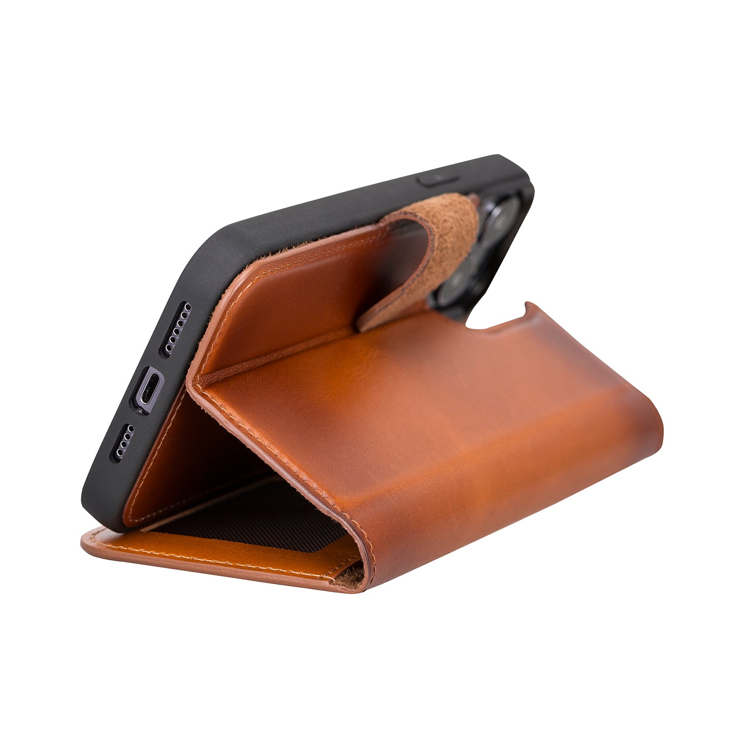 Magic Magnetic Detachable Leather Wallet Case with RFID for iPhone 13 Pro Max (6.7") - EFFECT BROWN