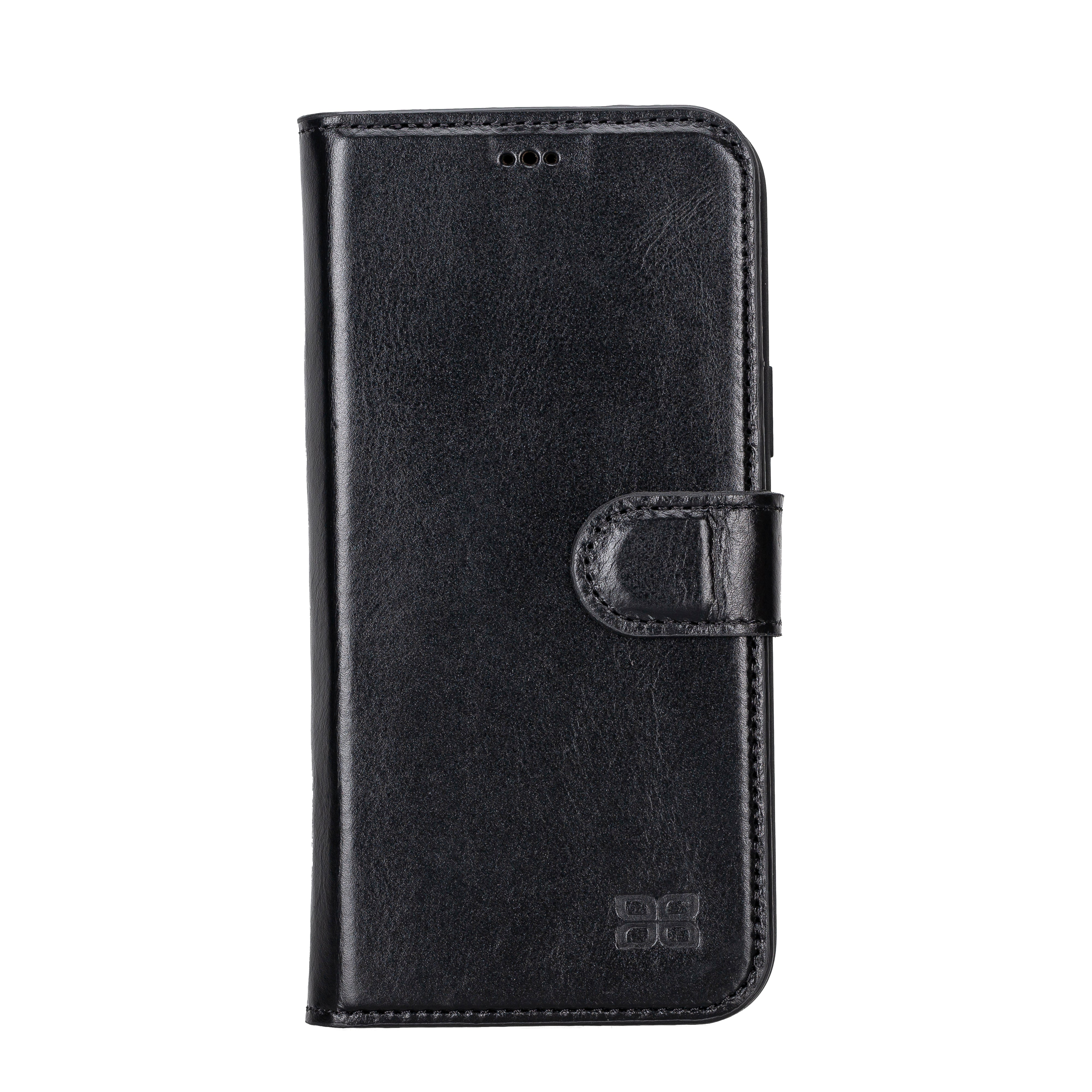 Magic iPhone 14 Series Detachable Darker Color Genuine Leather Wallet Case