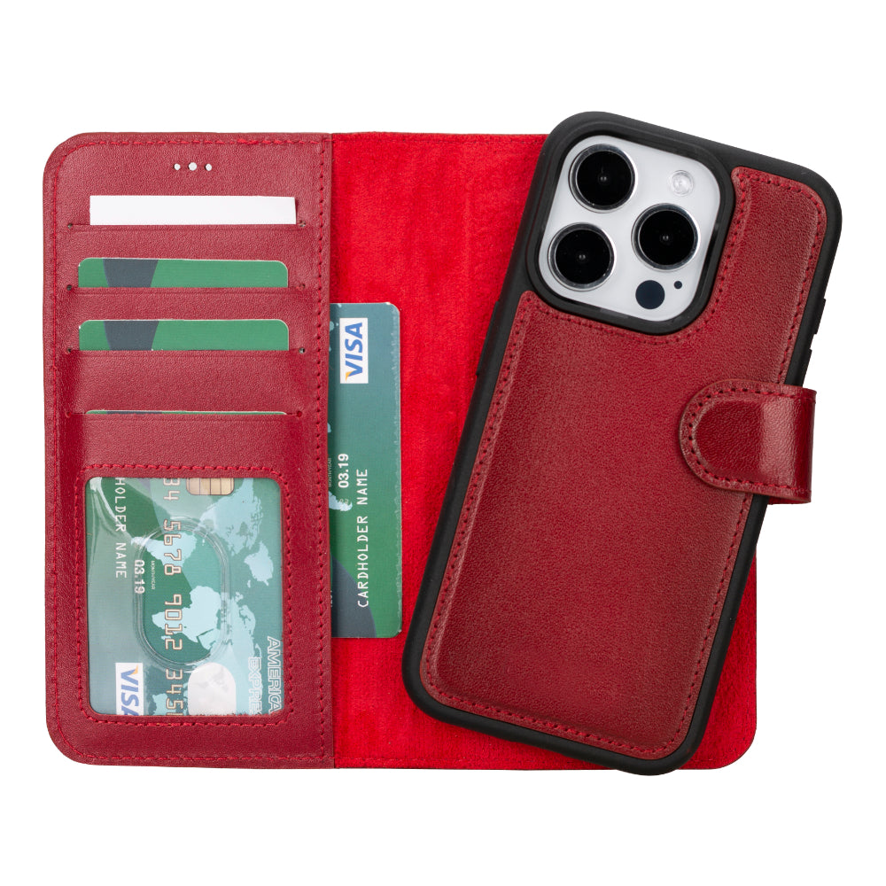 Magic iPhone 16 Pro Genuine Leather Detachable Wallet Case