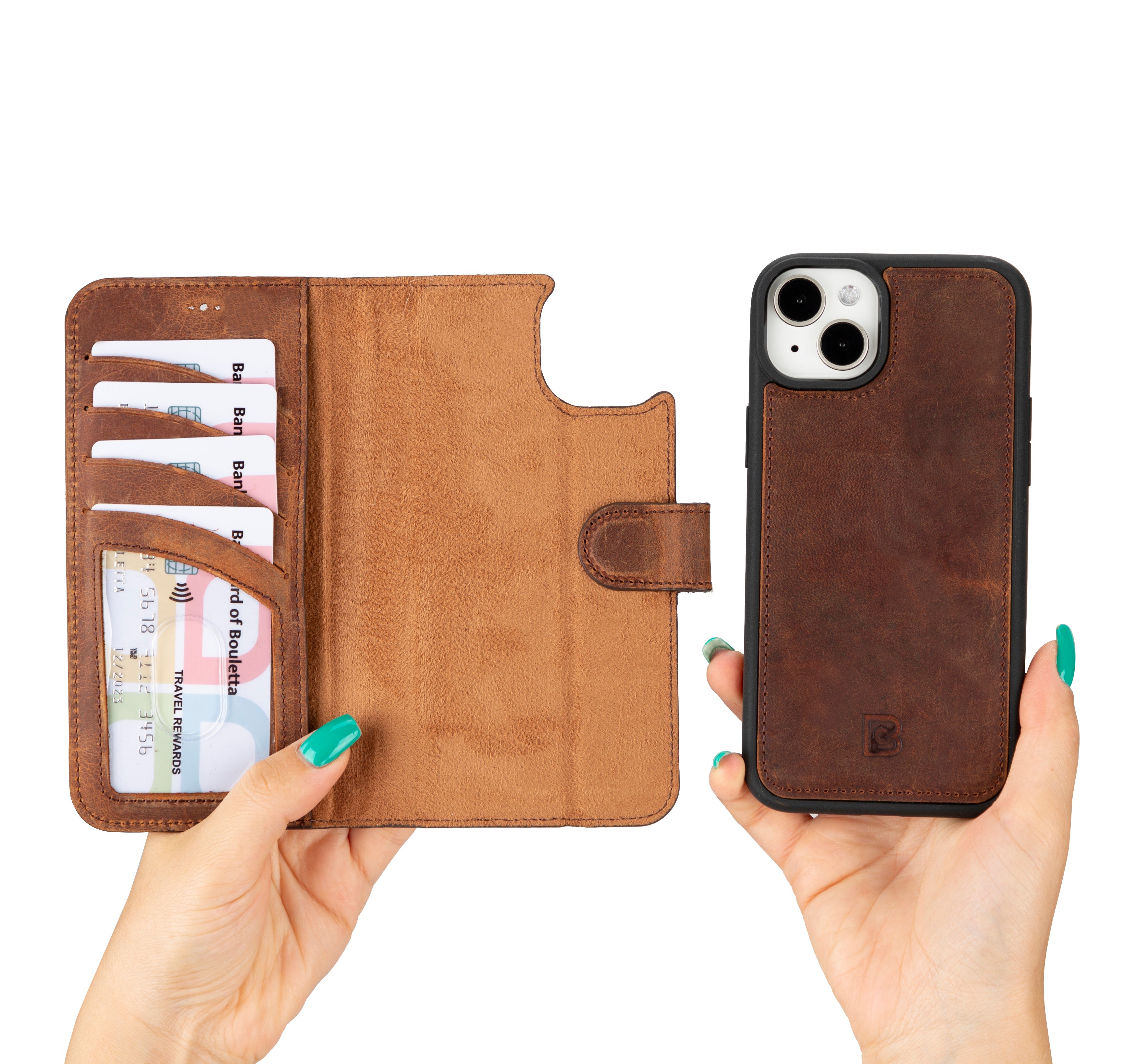 Magic iPhone 16 Genuine Leather Detachable Wallet Case