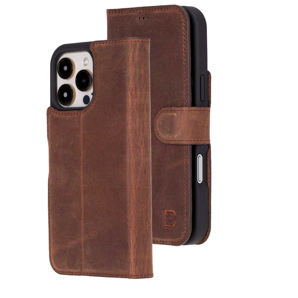 Magic iPhone 16 Pro Max Detachable Genuine Leather Wallet Case