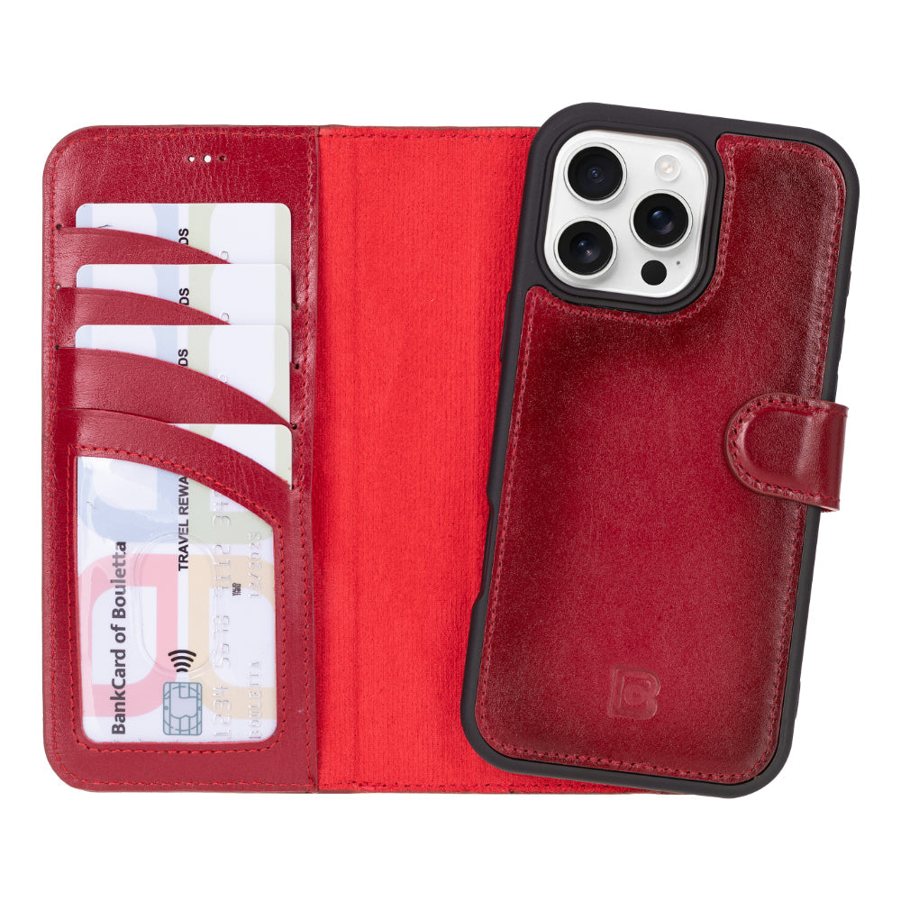 Magic iPhone 16 Pro Max Detachable Genuine Leather Wallet Case