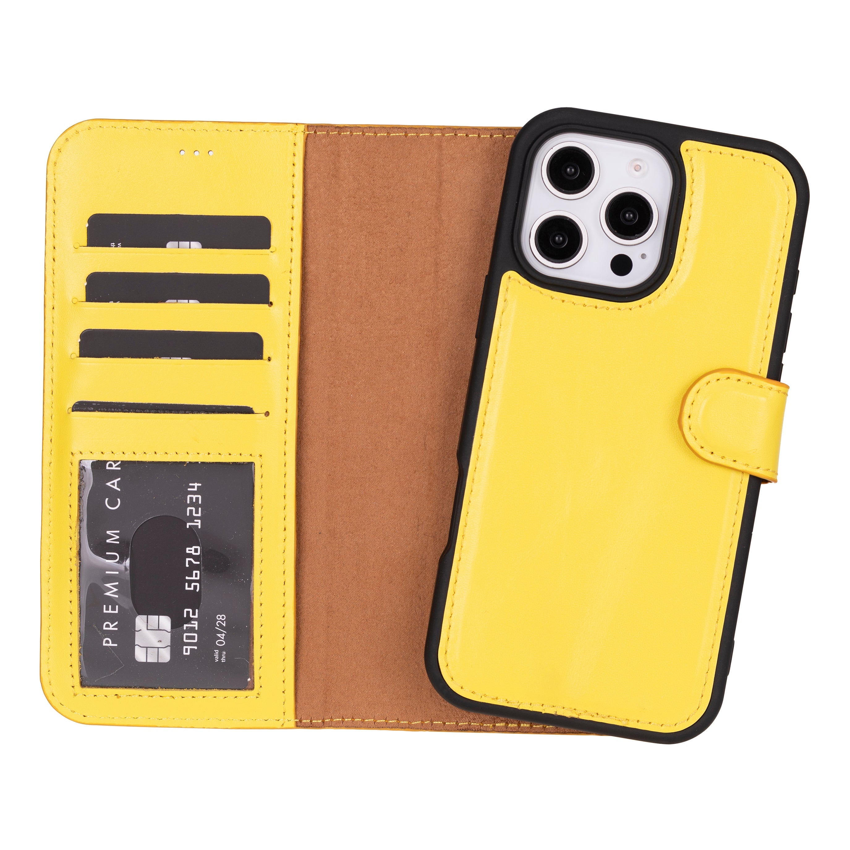 Magic iPhone 16 Pro Genuine Leather Detachable Wallet Case