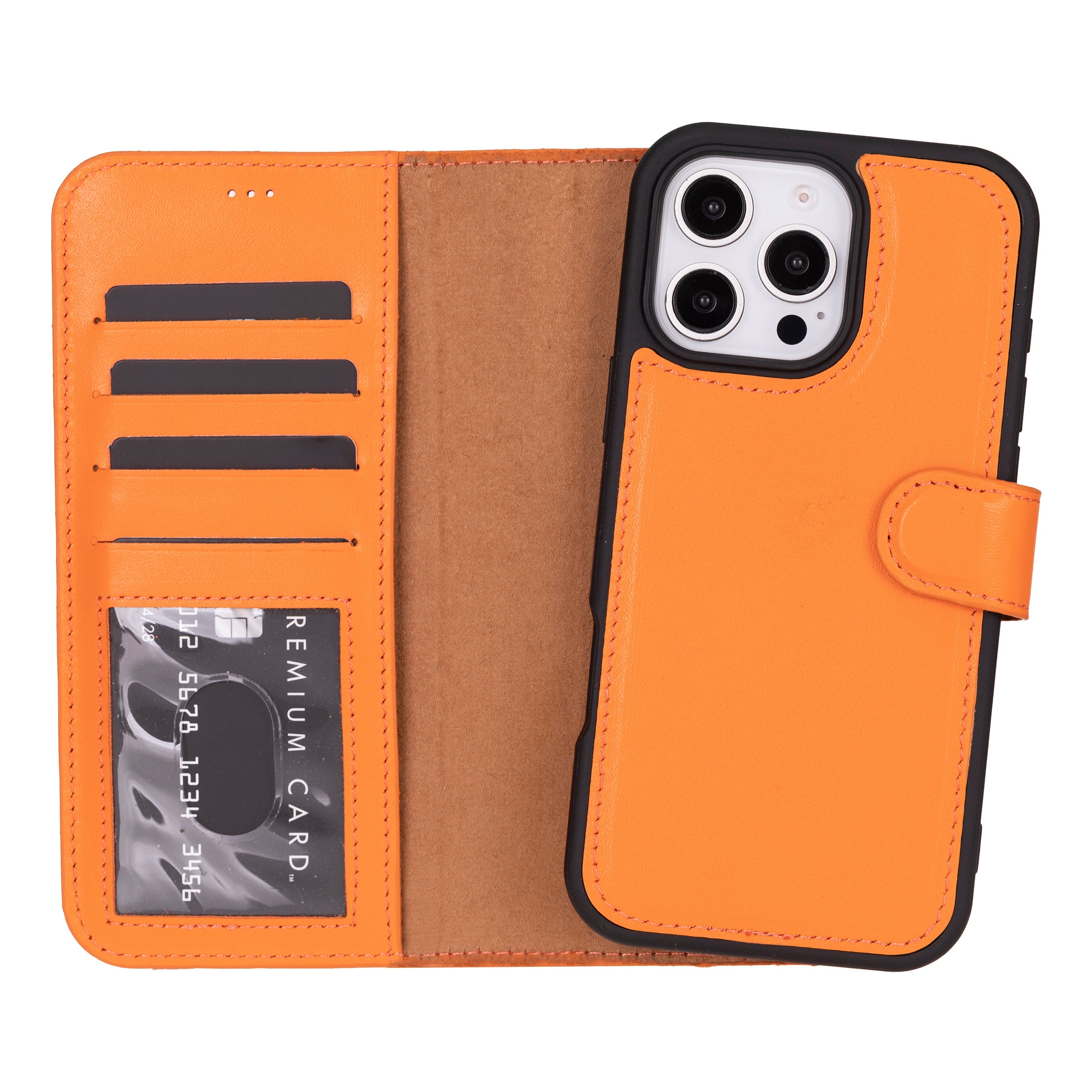 Magic iPhone 16 Pro Genuine Leather Detachable Wallet Case