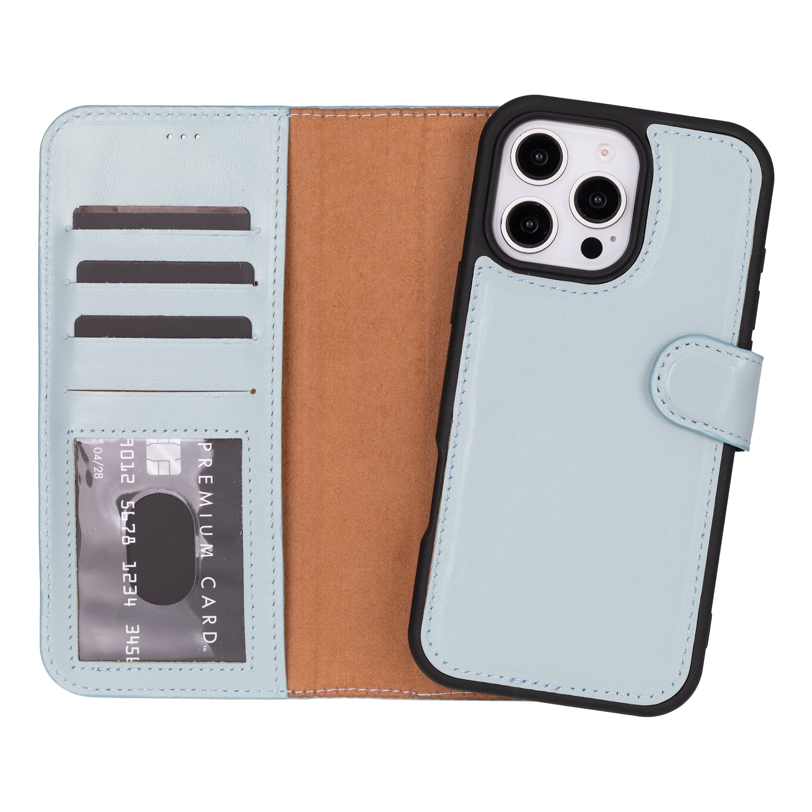 Magic iPhone 16 Pro Genuine Leather Detachable Wallet Case