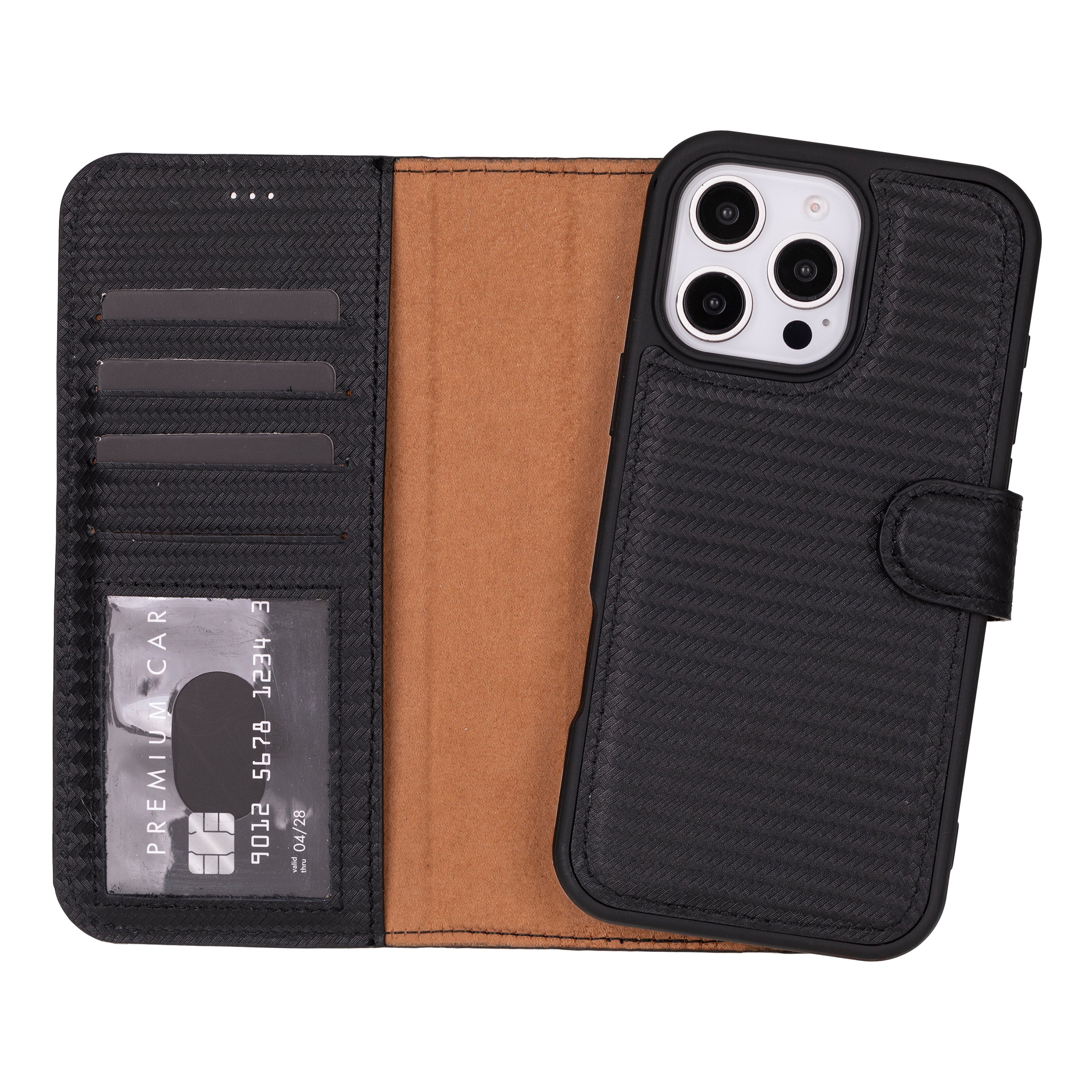 Magic iPhone 16 Pro Max Genuine Leather Detachable Wallet Case