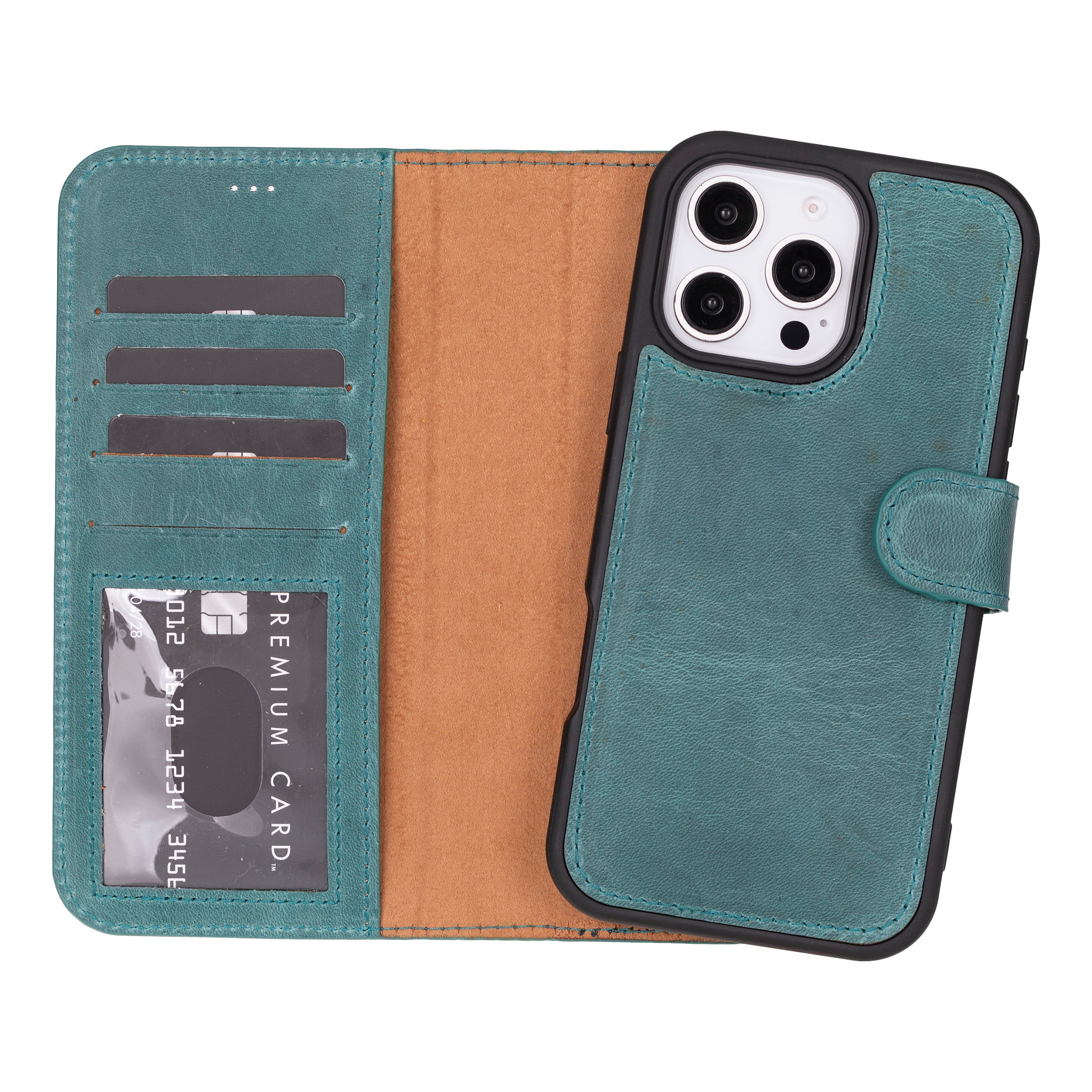 Magic iPhone 16 Pro Genuine Leather Detachable Wallet Case