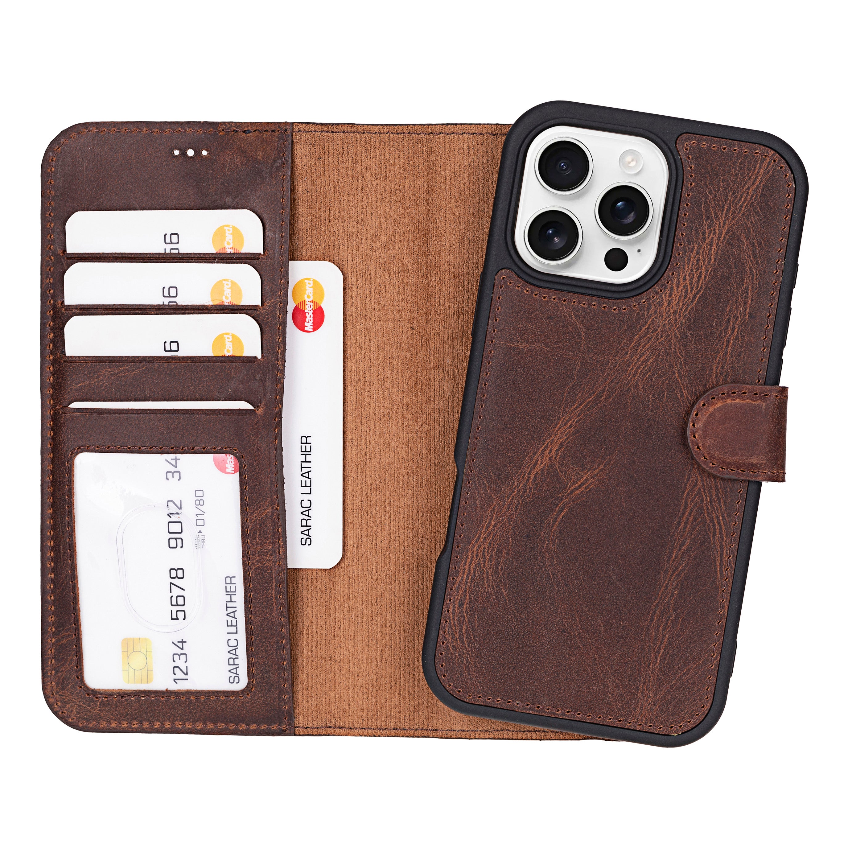 Liluri iPhone 16 Pro Detachable Genuine Leather Case