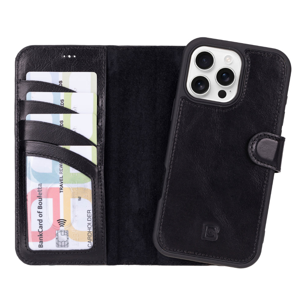 Magic iPhone 16 Pro Max Detachable Genuine Leather Wallet Case