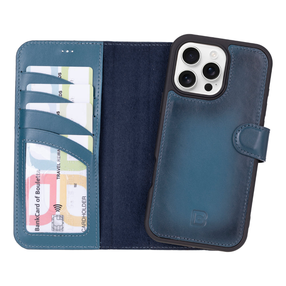 Magic iPhone 16 Pro Genuine Leather Detachable Wallet Case