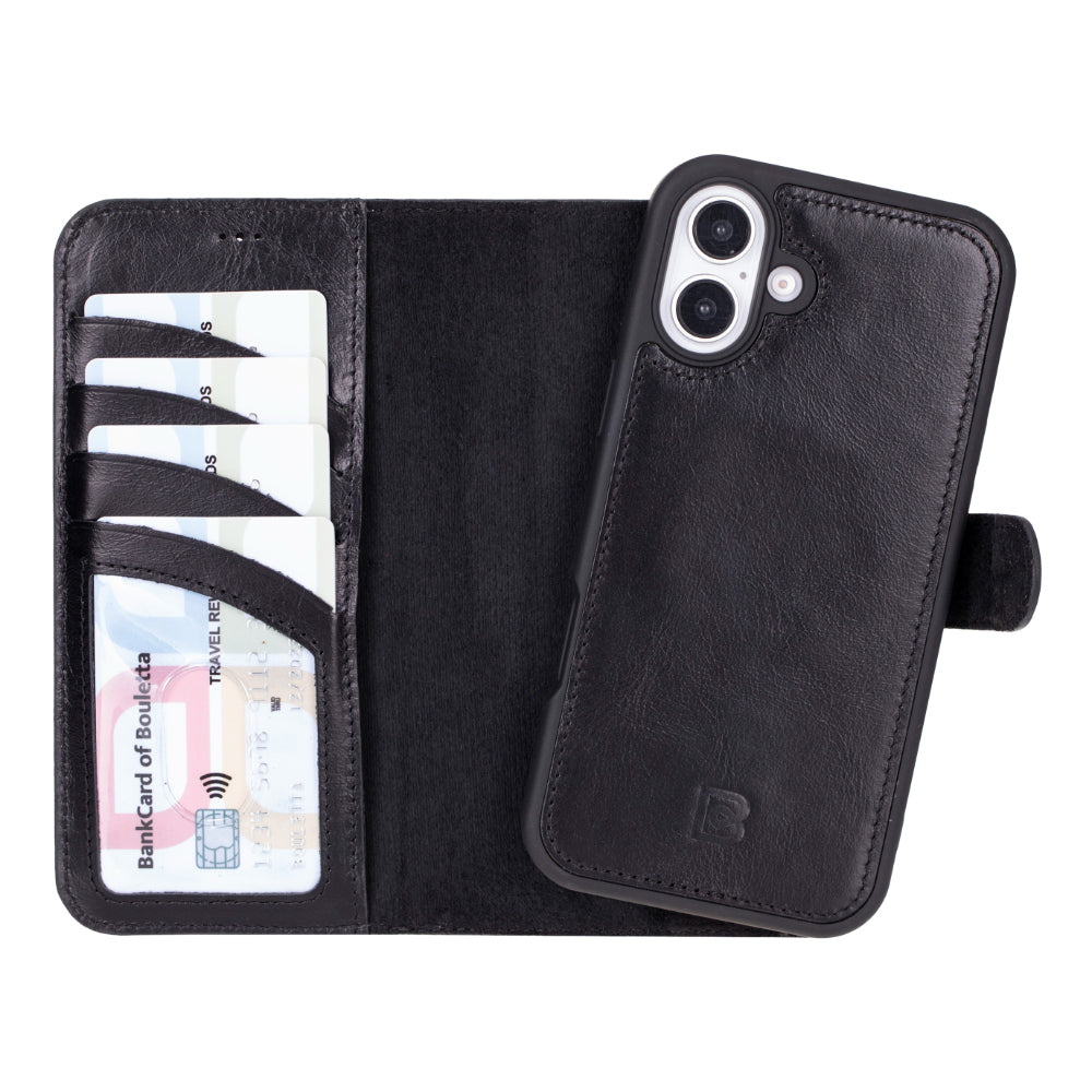 Magic iPhone 16 Genuine Leather Detachable Wallet Case