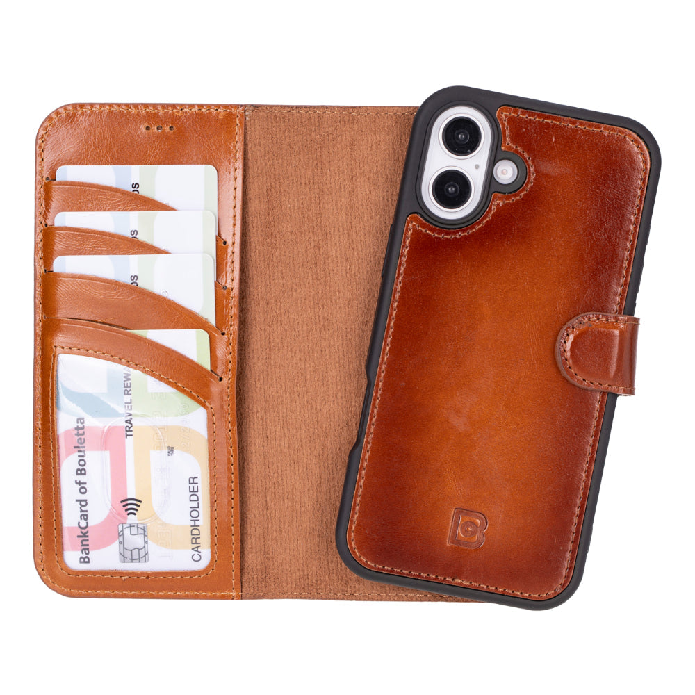 Magic iPhone 16 Genuine Leather Detachable Wallet Case