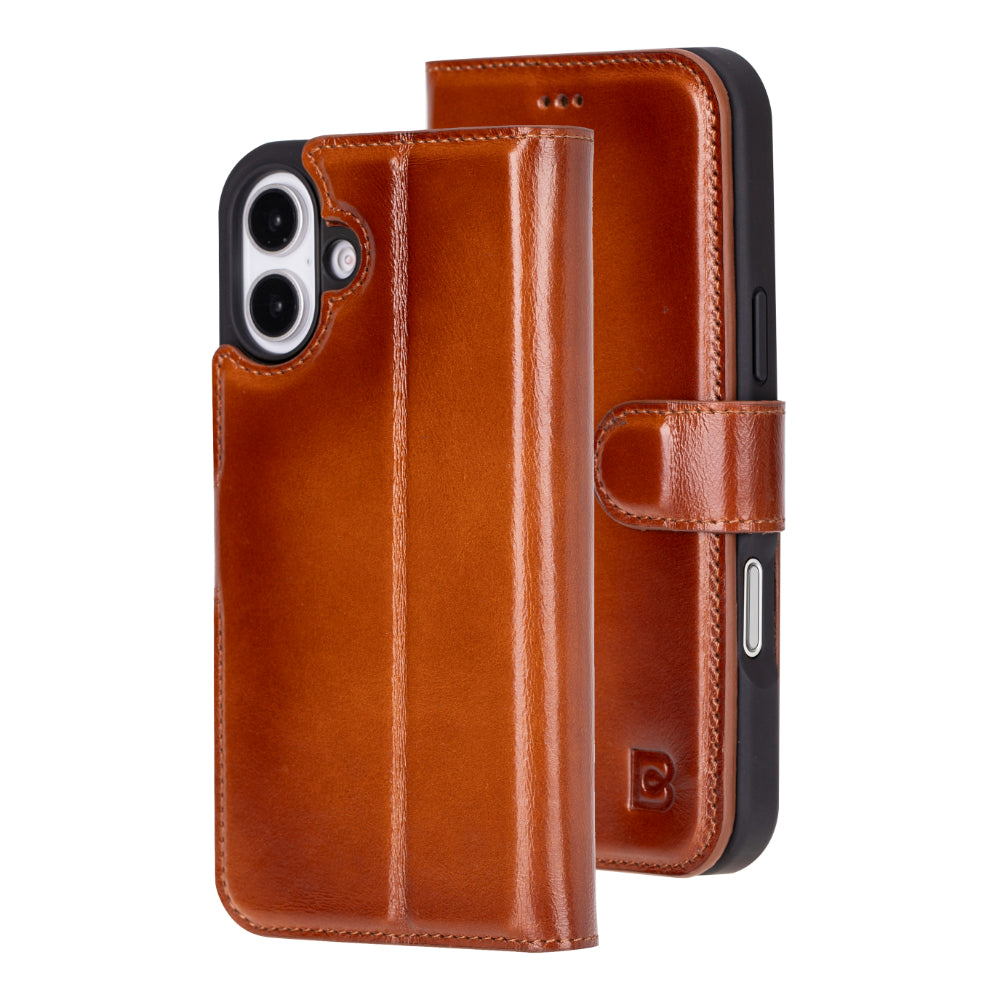 Magic iPhone 16 Genuine Leather Detachable Wallet Case