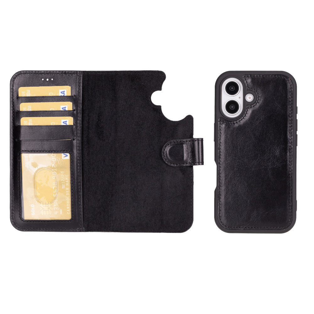 Magic iPhone 16 Genuine Leather Detachable Wallet Case