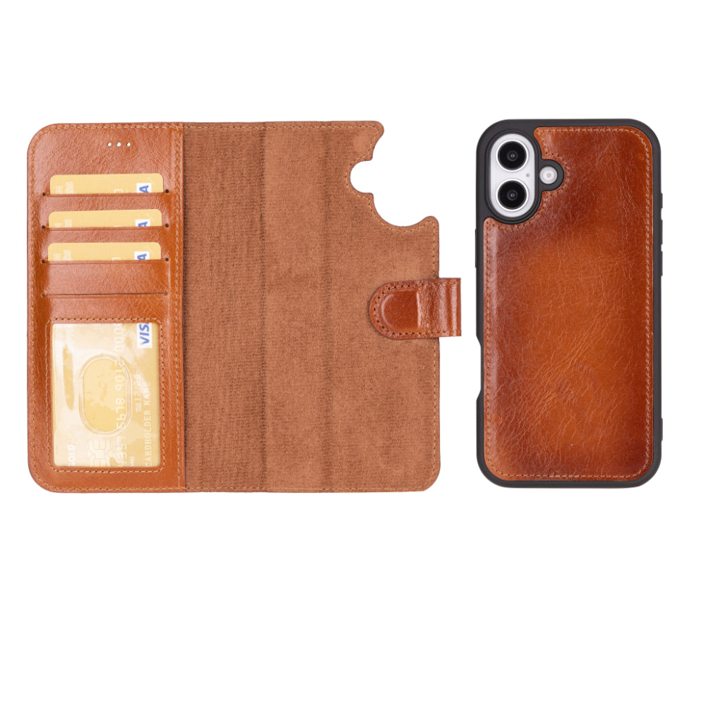 Magic iPhone 16 Genuine Leather Detachable Wallet Case