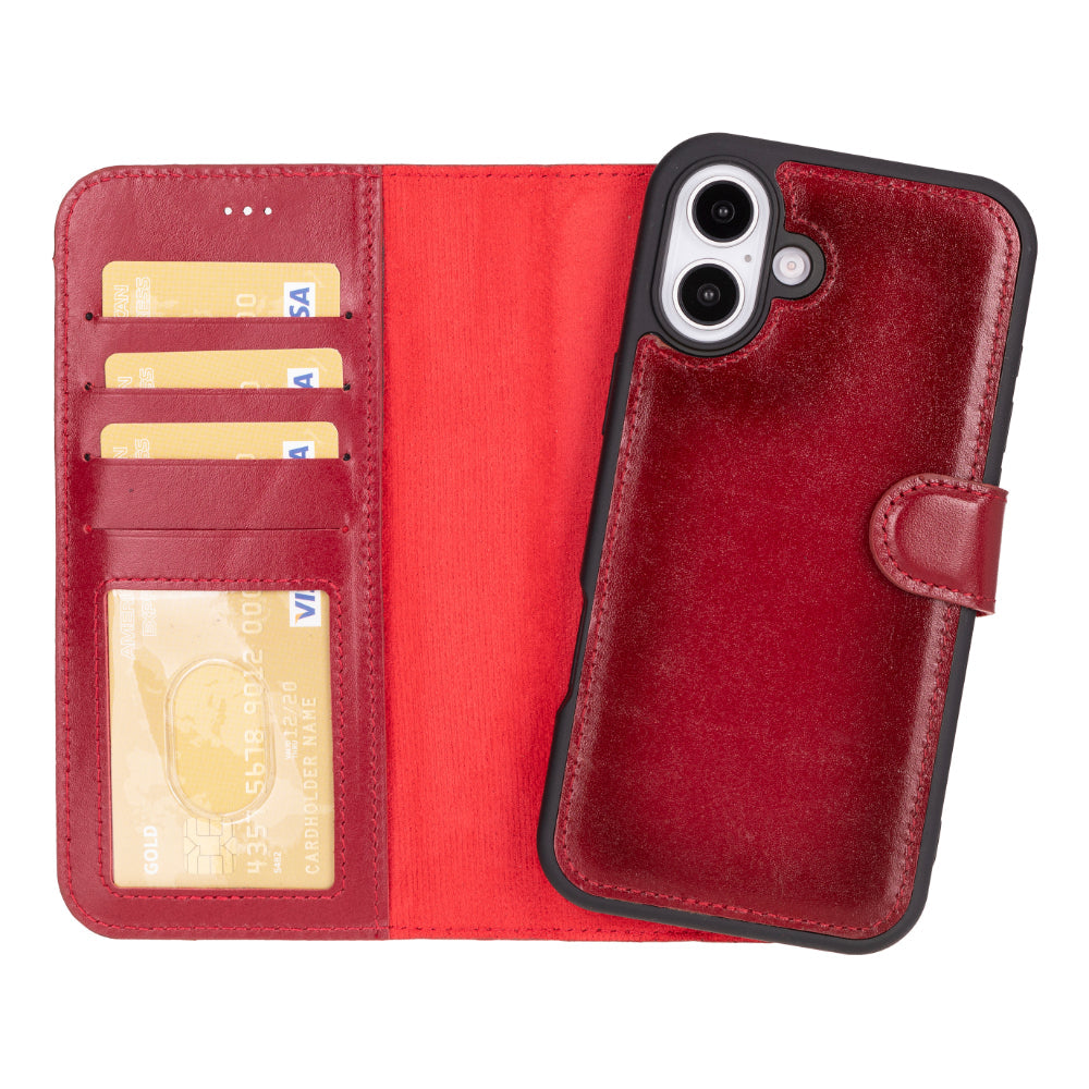 Magic iPhone 16 Genuine Leather Detachable Wallet Case