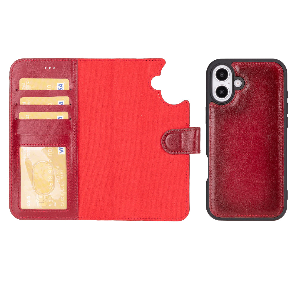 Magic iPhone 16 Genuine Leather Detachable Wallet Case