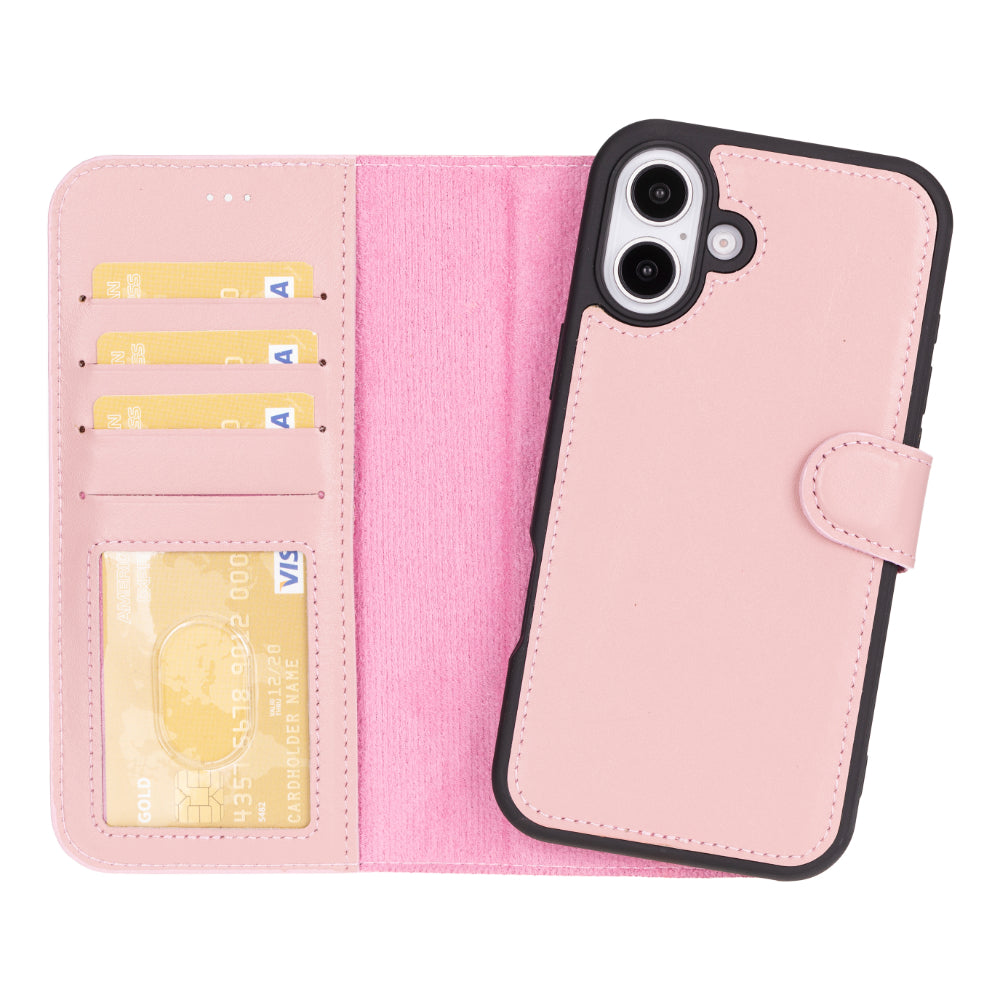 Magic iPhone 16 Plus Genuine Leather Detachable Wallet Case