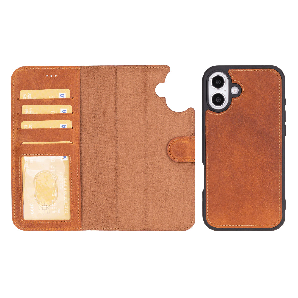 Magic iPhone 16 Genuine Leather Detachable Wallet Case