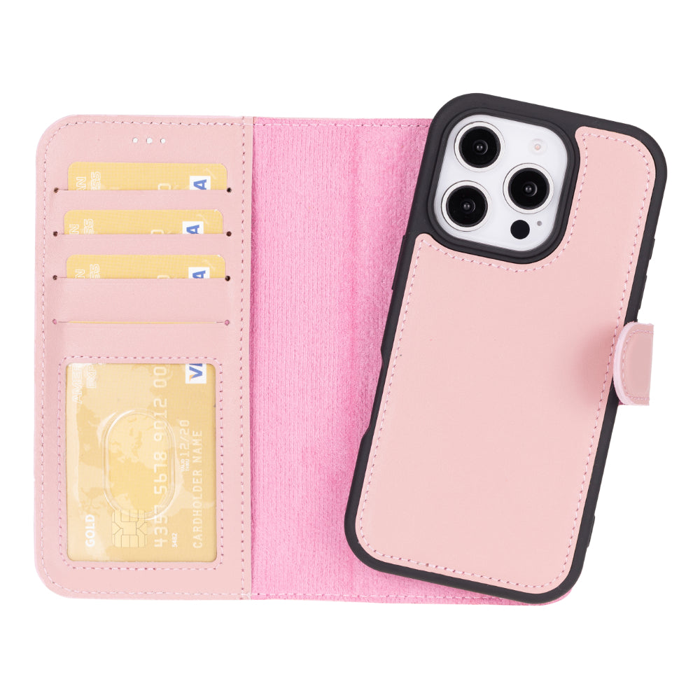 Magic iPhone 16 Pro Genuine Leather Detachable Wallet Case