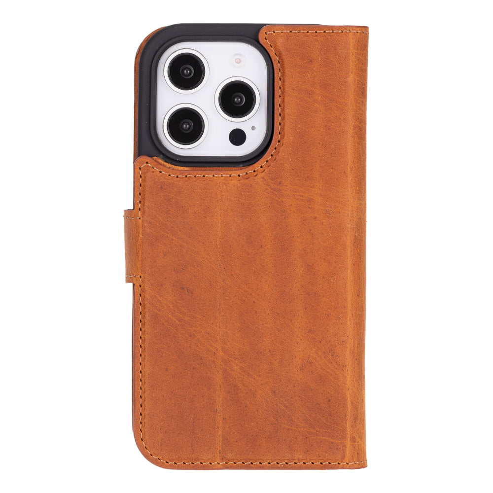 Magic iPhone 16 Pro Genuine Leather Detachable Wallet Case