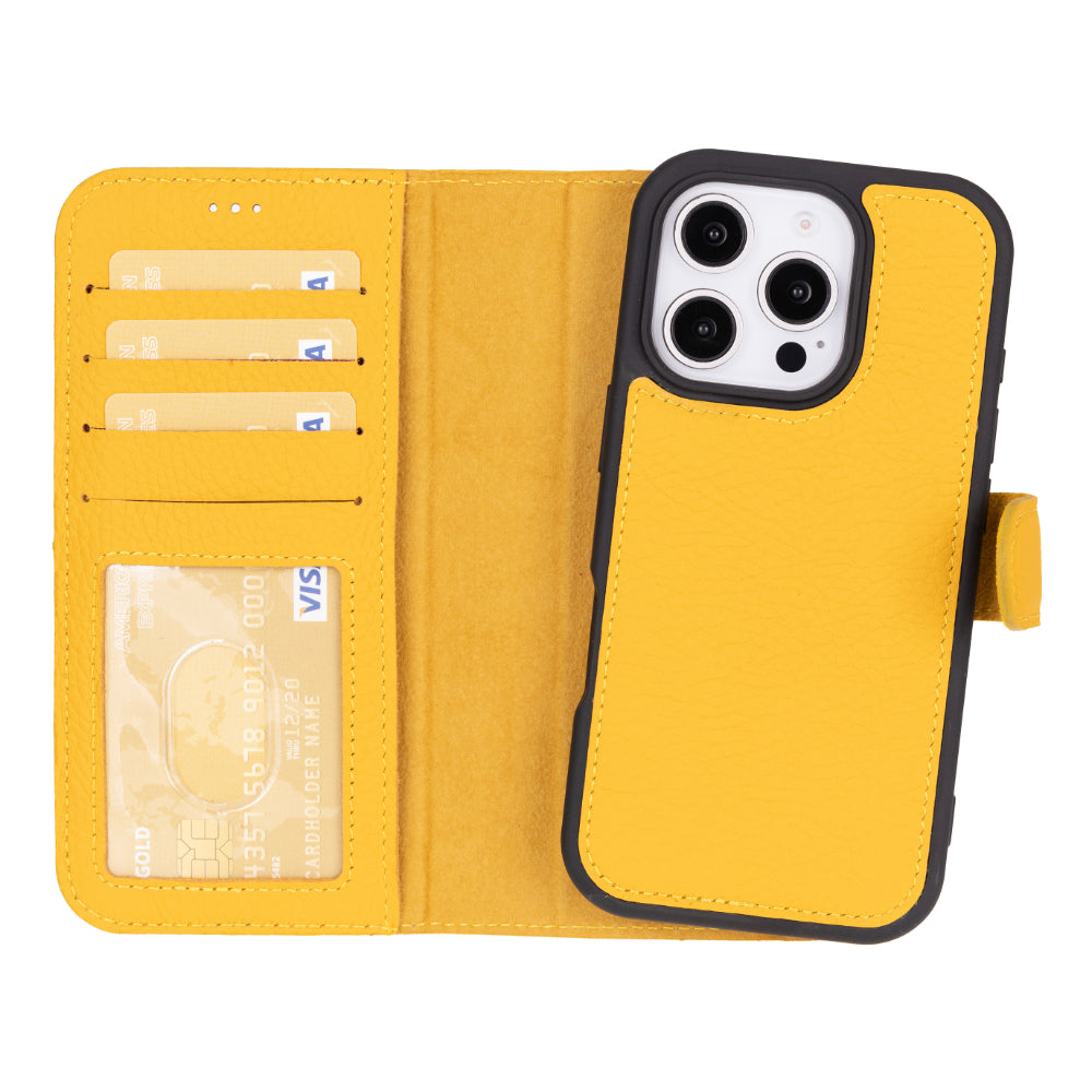 Magic iPhone 16 Pro Genuine Leather Detachable Wallet Case