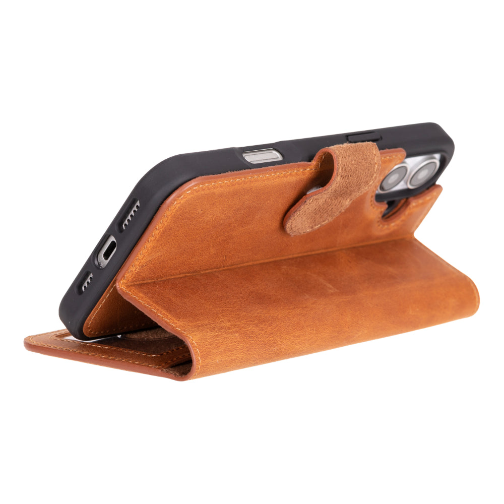 Magic iPhone 16 Genuine Leather Detachable Wallet Case