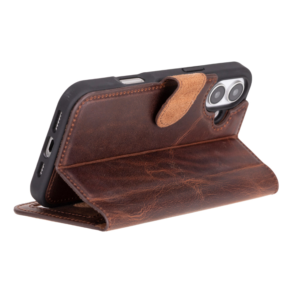 Magic iPhone 16 Genuine Leather Detachable Wallet Case