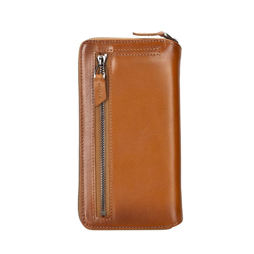 Pouch Magic Wallet iPhone 14 Series Detachable and Zipper Genuine Leather Wallet Case